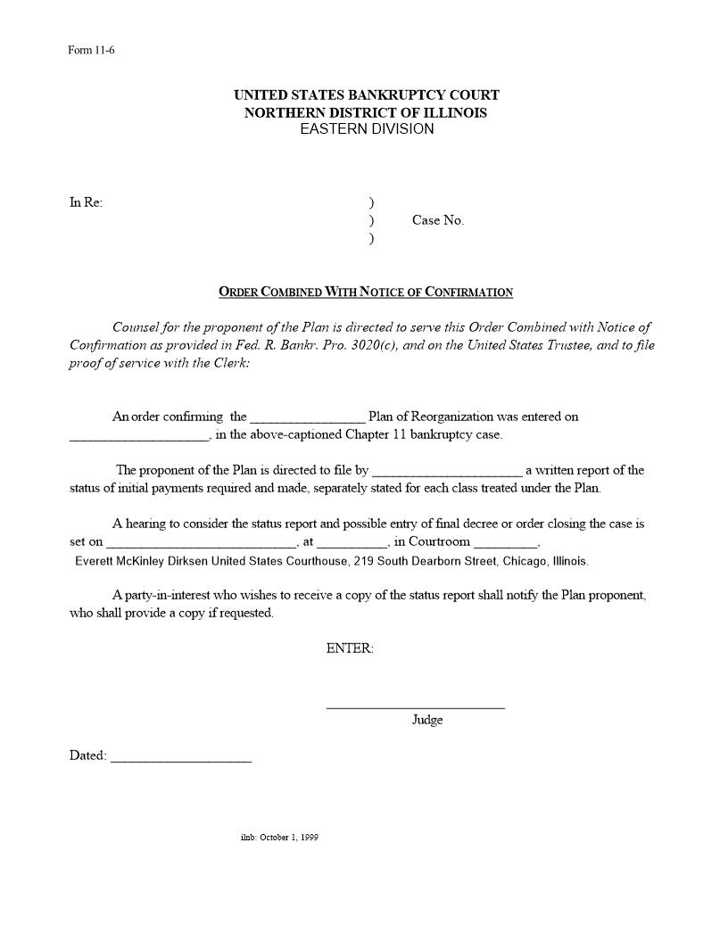 Order Combined With Notice Of Confirmation {11-6} | Pdf Fpdf Docx | Illinois