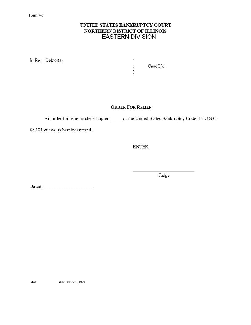 Order For Relief {7-3} | Pdf Fpdf Docx | Illinois