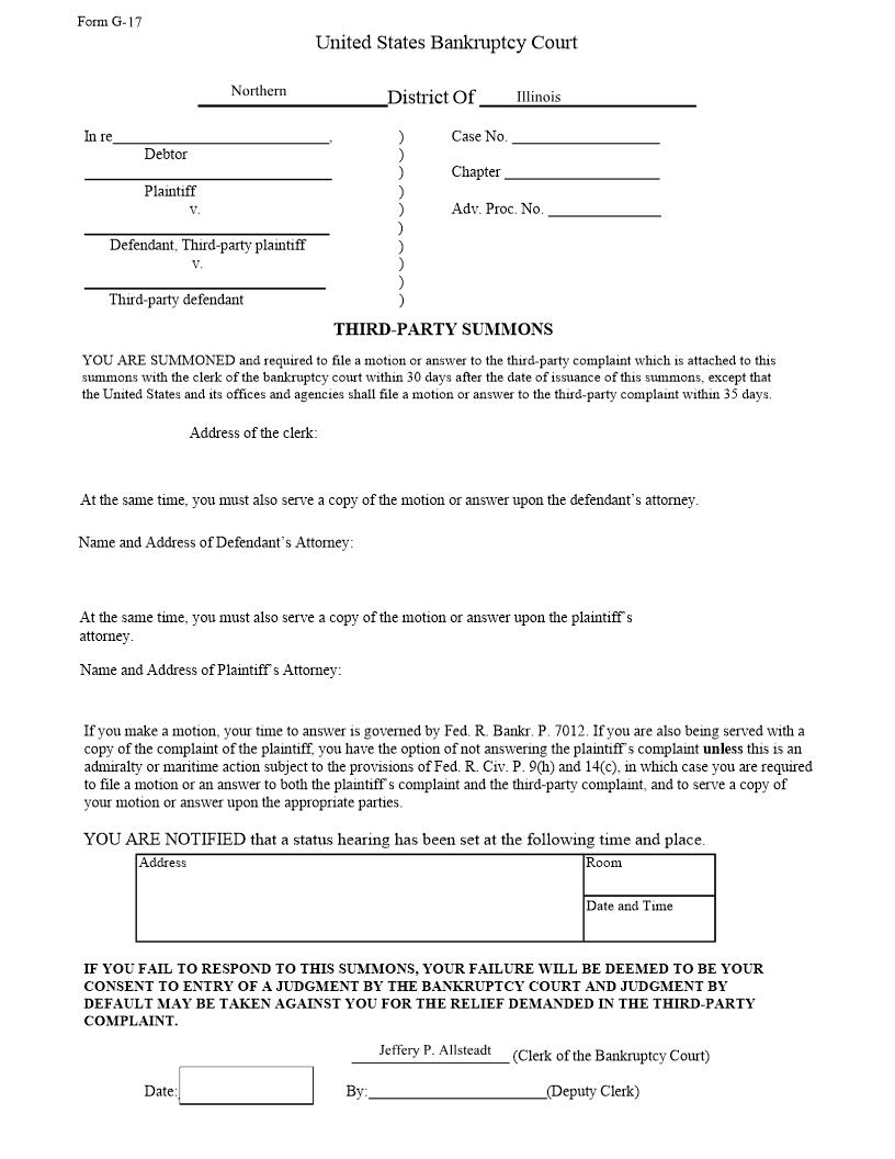 Third-Party Summons {G-17} | Pdf Fpdf Docx | Illinois