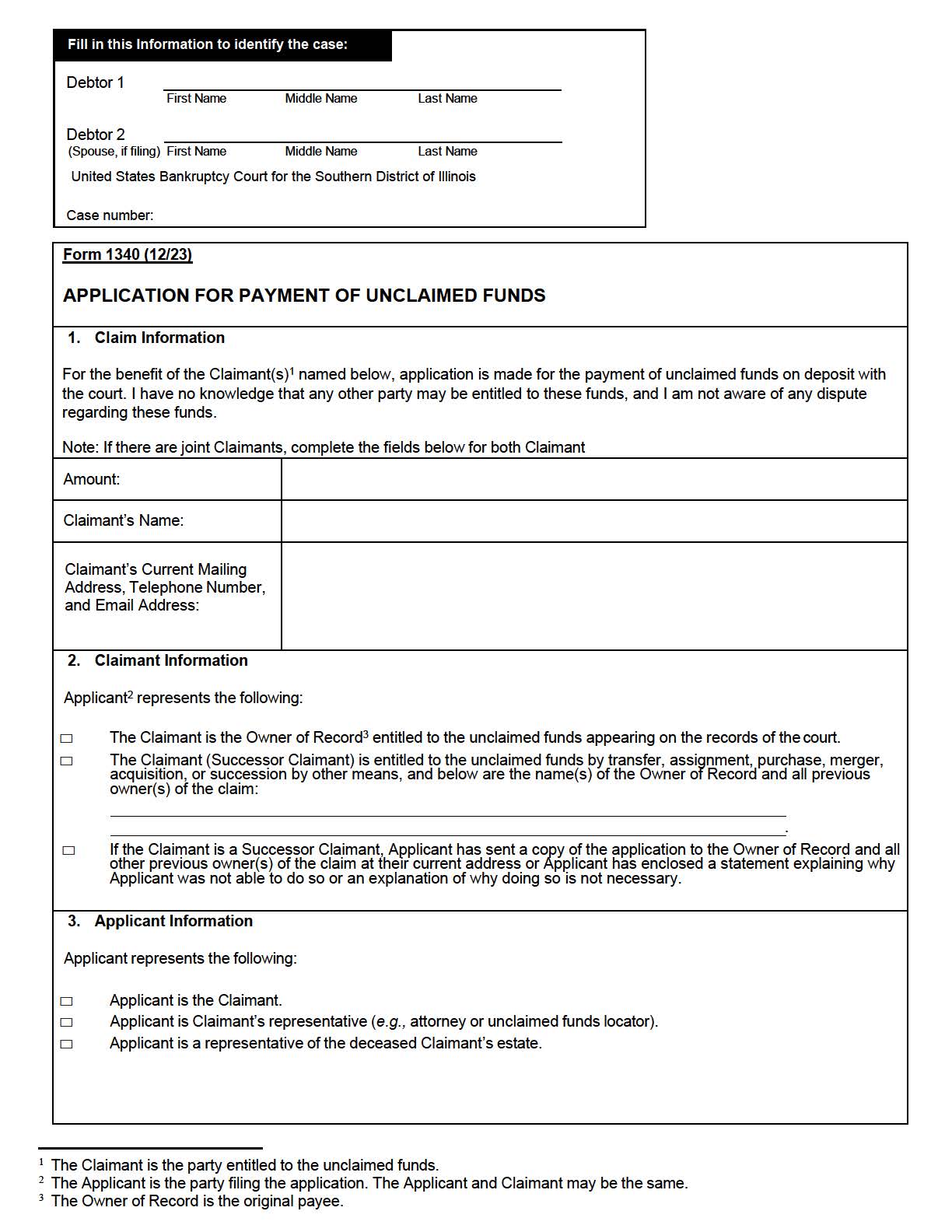 Application For Payment Of Unclaimed Funds {ILSB APUF} | Pdf Fpdf Docx | Illinois