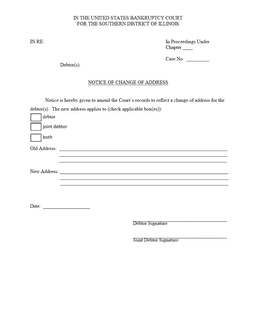 Notice Of Change Of Address {ILSB NCA} | Pdf Fpdf Docx | Illinois