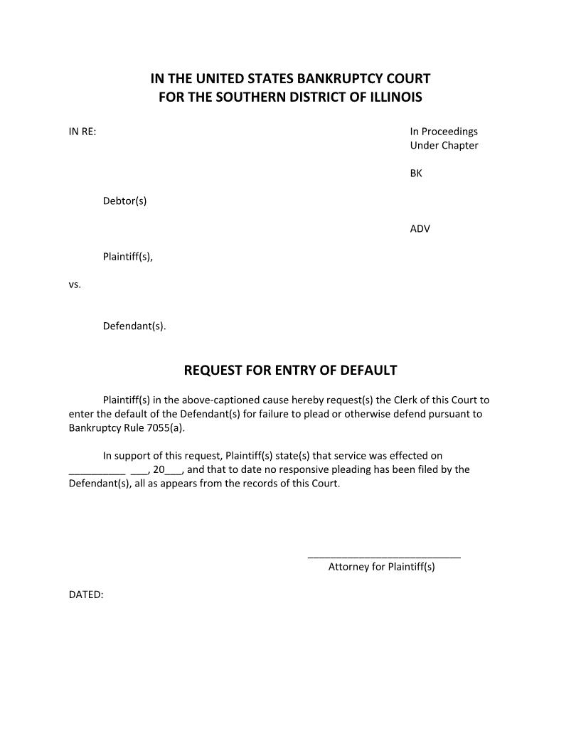 Request For Entry Of Default {ILSB RED} | Pdf Fpdf Docx | Illinois