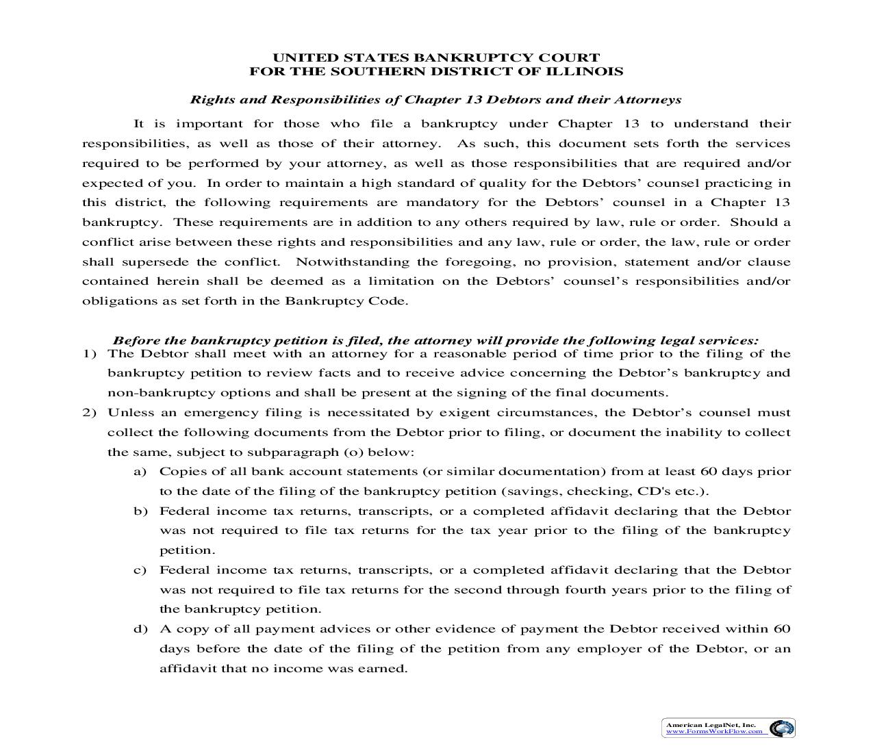 Rights And Responsibilities Of Chapter 13 Debtors And Their Attorneys | Pdf Fpdf Doc Docx | Illinois