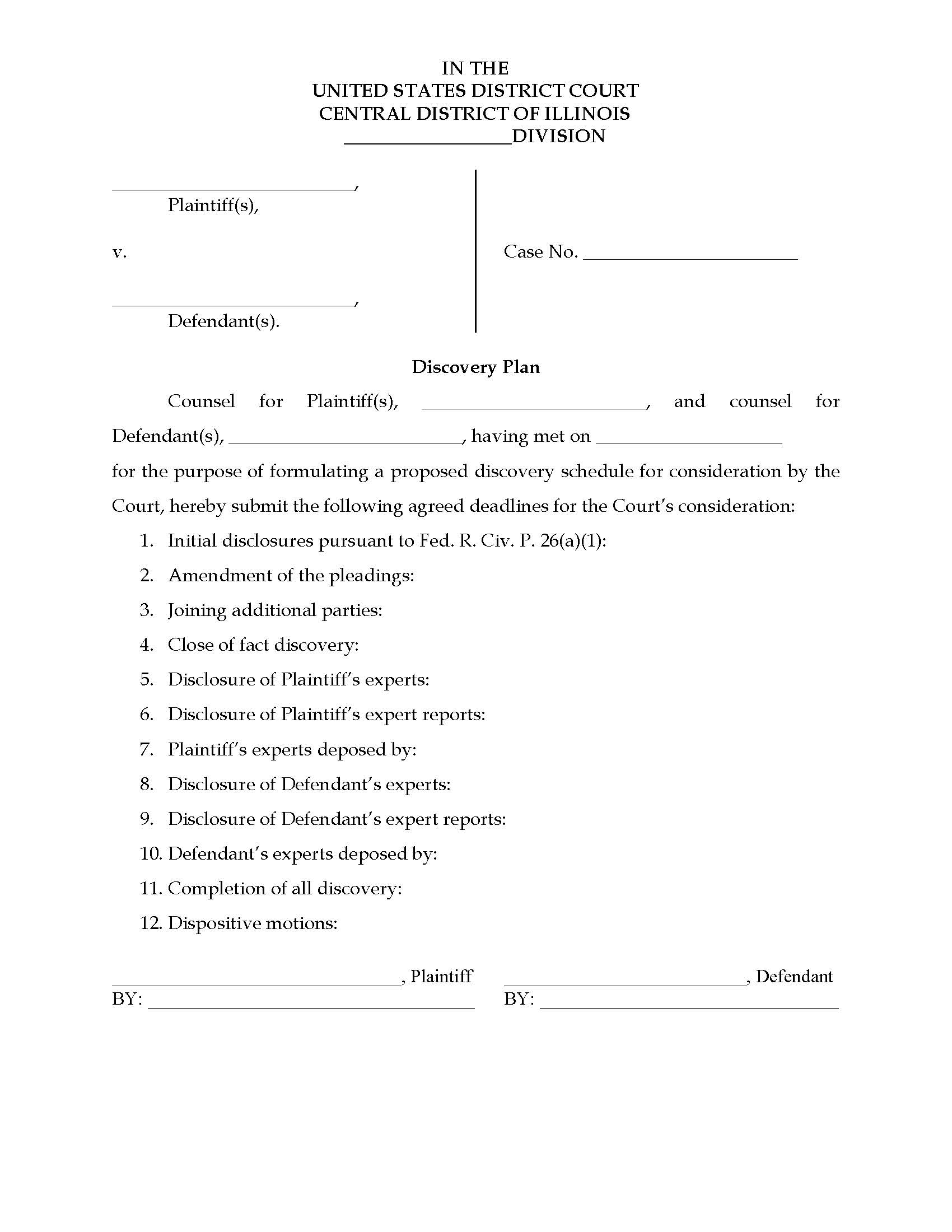 Discovery Plan (Mag. Judge Hawley) | Pdf Fpdf Docx | Illinois