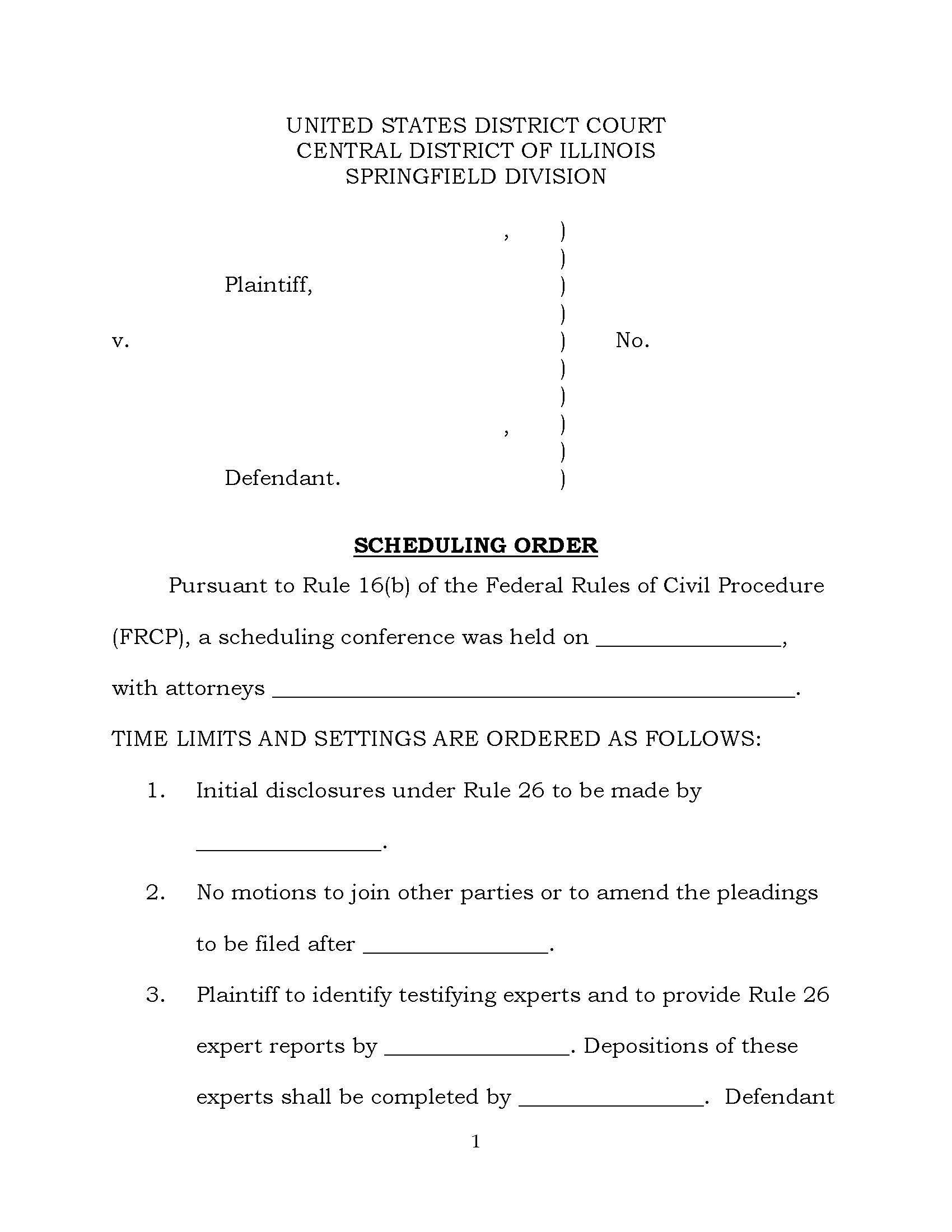 Scheduling Order (Mag. Judge McNaught) | Pdf Fpdf Docx | Illinois