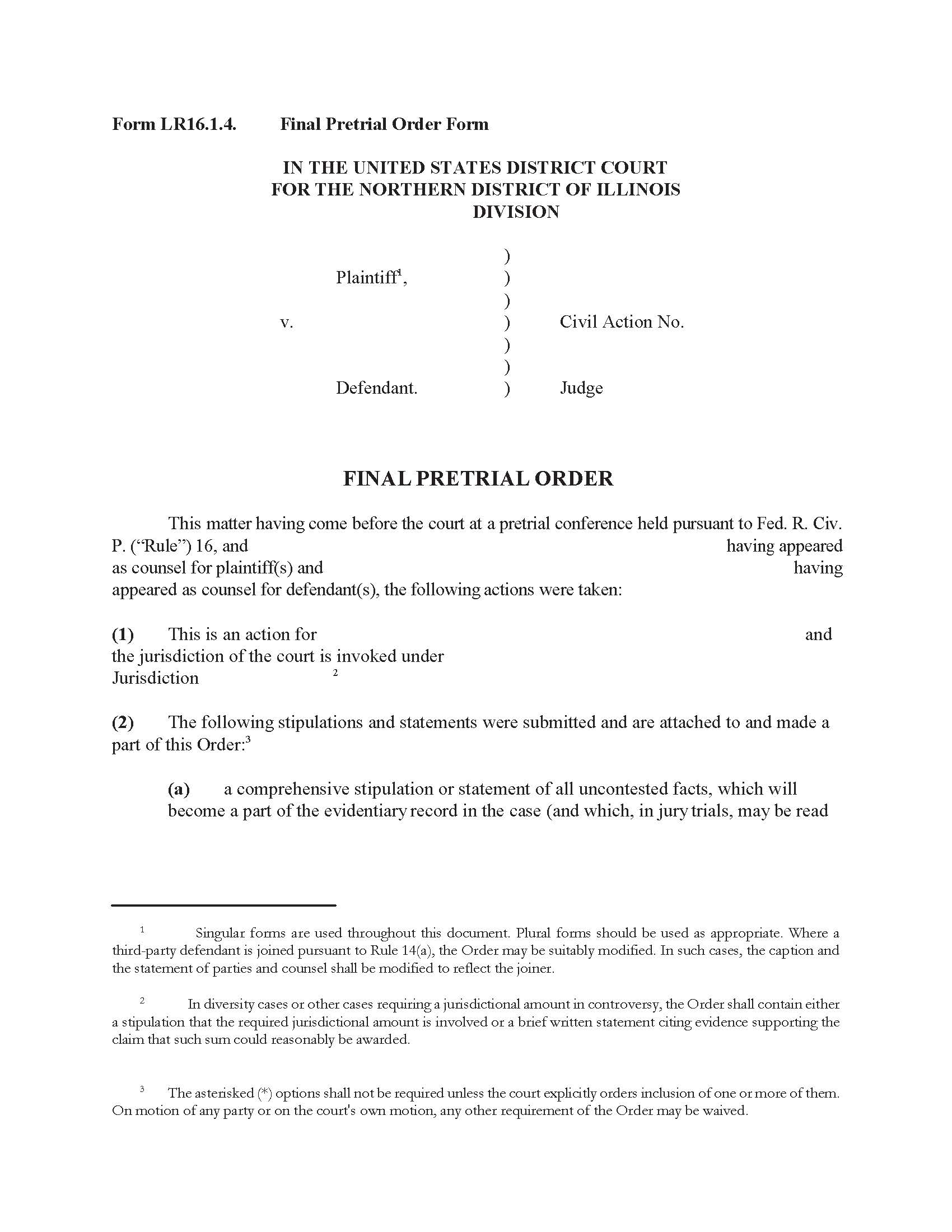 Final Pretrial Order | Pdf Fpdf Docx | Illinois