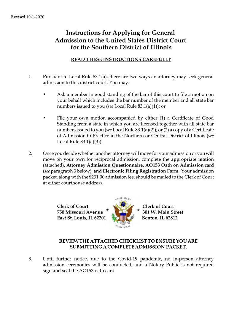Attorney General Admission To Practice (Packet) | Pdf Fpdf Docx | Illinois