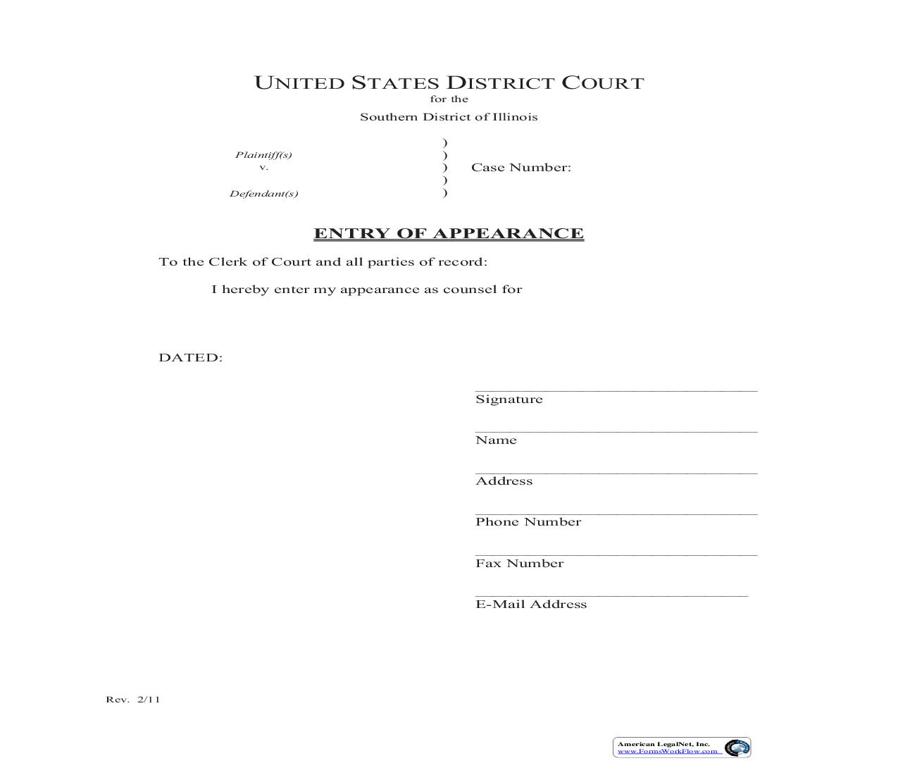 Entry Of Appearance | Pdf Fpdf Doc Docx | Illinois