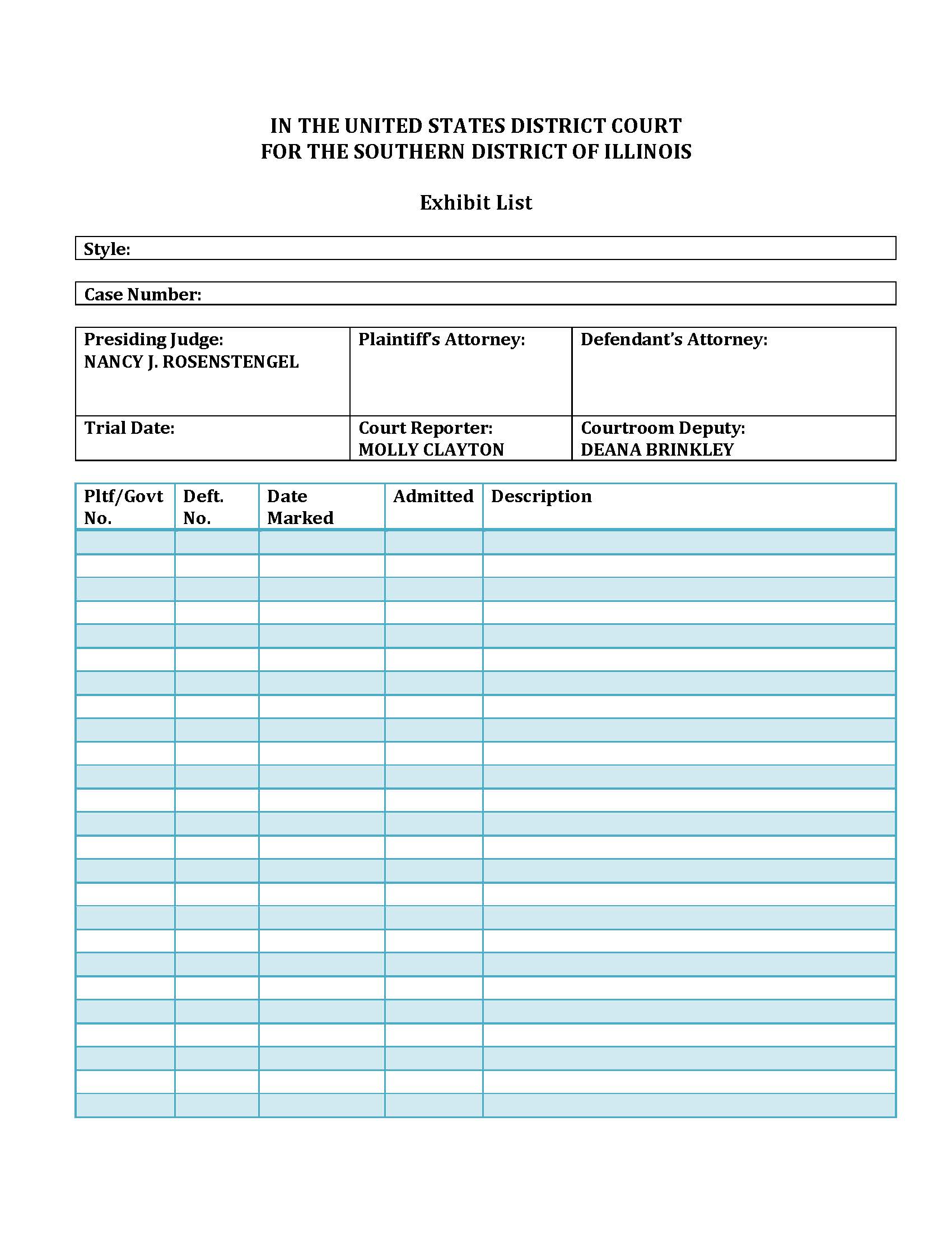 Exhibit List (Judge Rosenstengel) | Pdf Fpdf Docx | Illinois