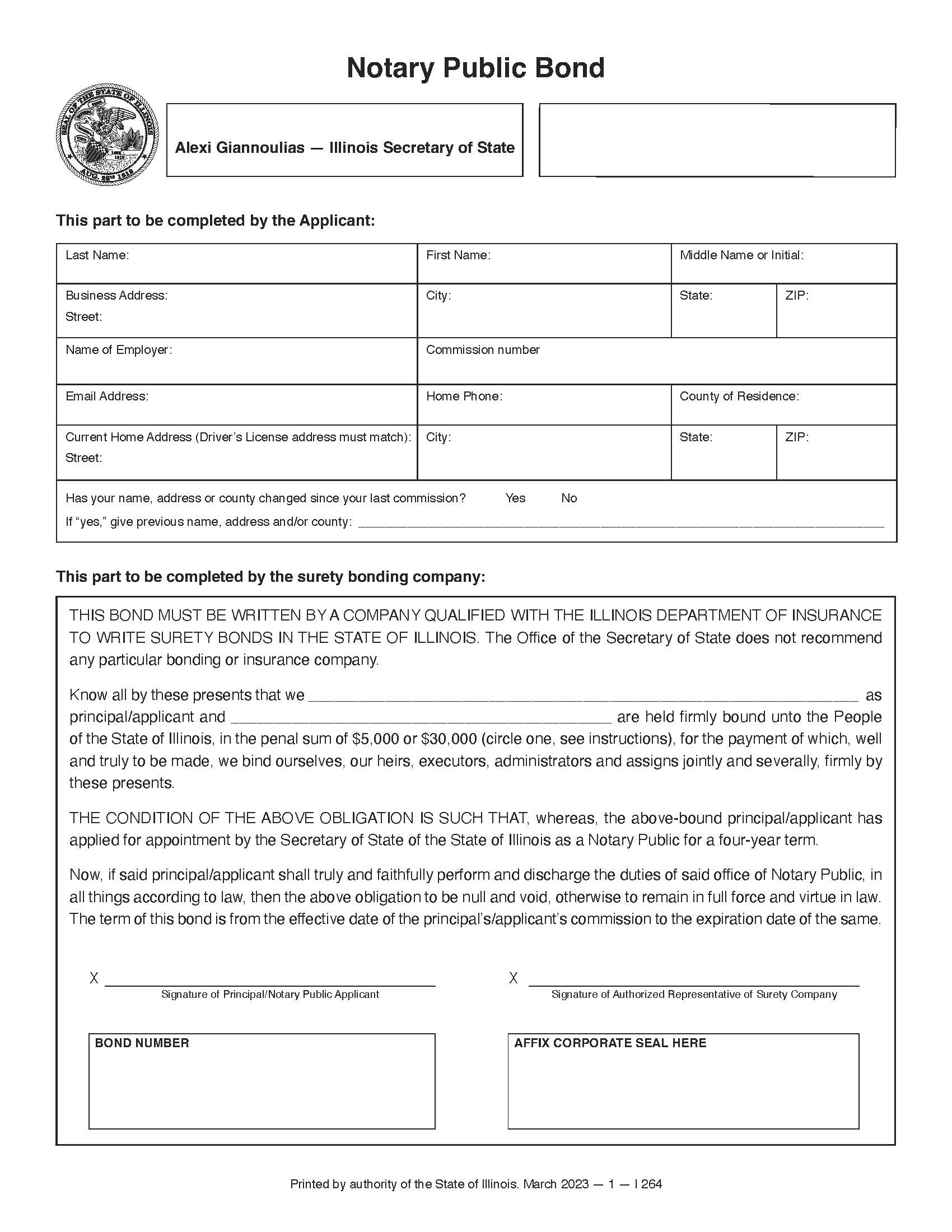 Notary Public Bond | Pdf Fpdf Docx | Illinois
