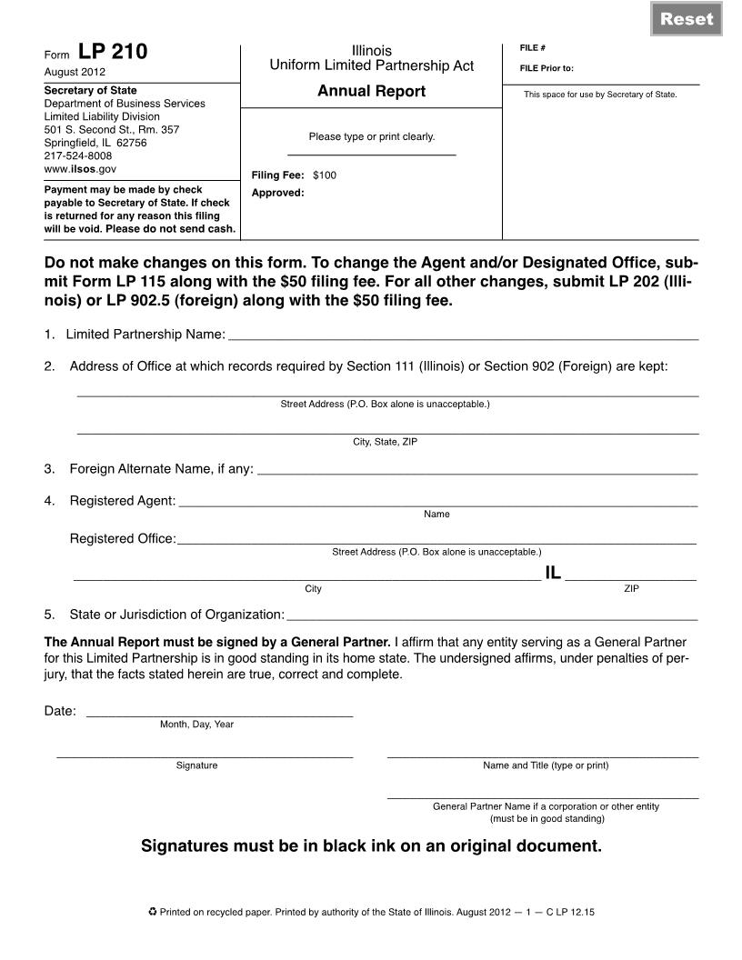 Annual Report {LP 210} | Pdf Fpdf Doc Docx | Illinois