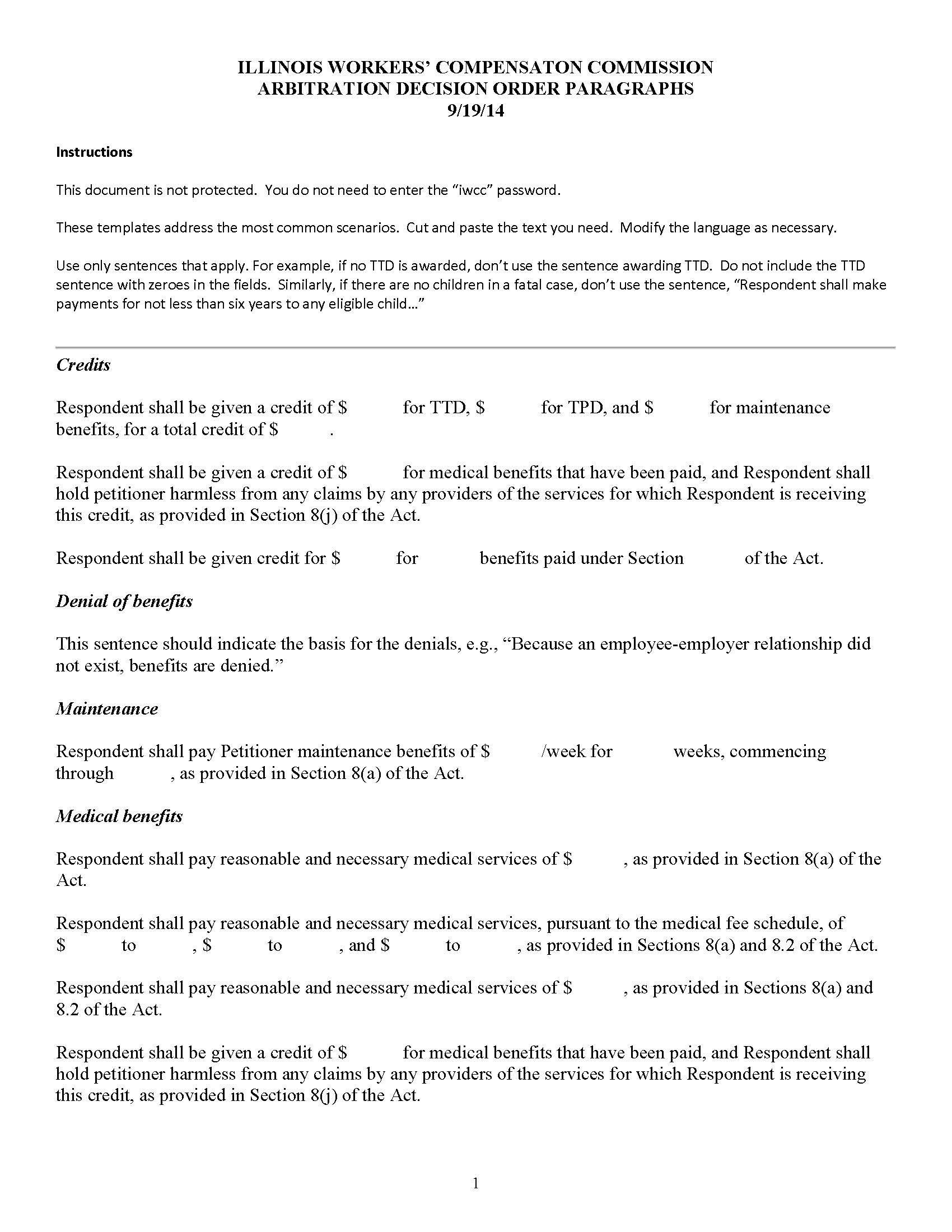 Arbitration Decision Order Paragraphs | Pdf Fpdf Doc Docx | Illinois
