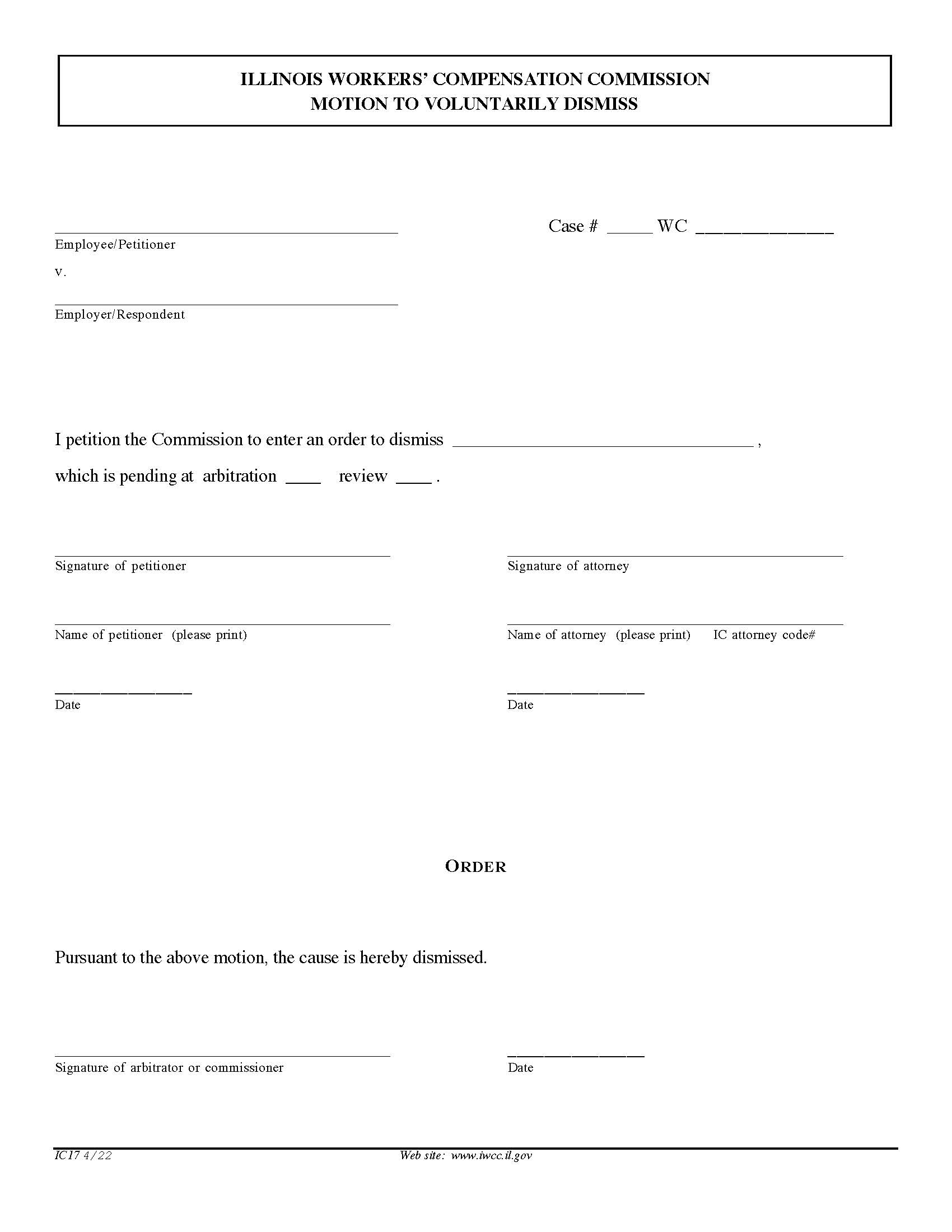 Motion To Voluntarily Dismiss {IC17} | Pdf Fpdf Doc Docx | Illinois