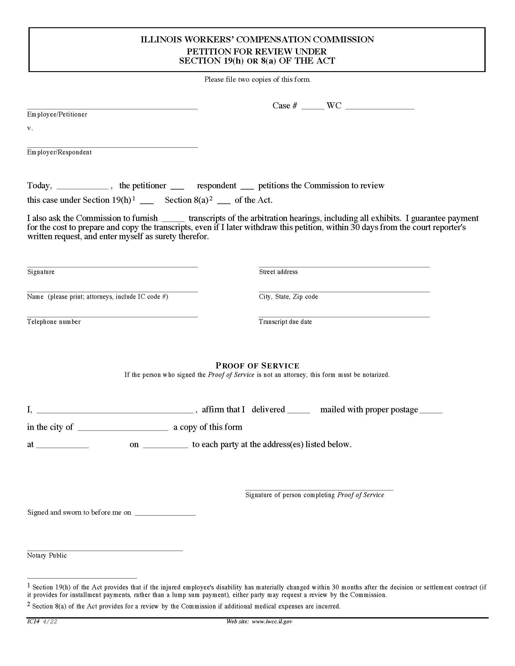 Petition For Review Under Section 19h Or 8a Of The Act {IC14} | Pdf Fpdf Doc Docx | Illinois