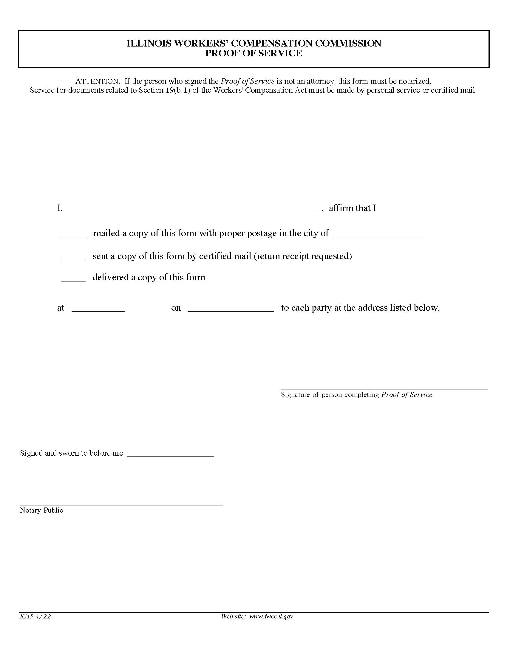 Proof Of Service {IC15} | Pdf Fpdf Doc Docx | Illinois
