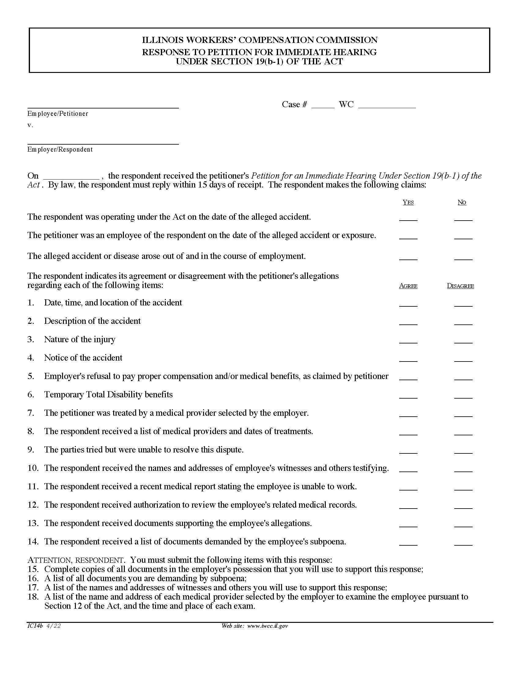 Response To Petition For Immediate Hearing Under Section 19b-1 Of The Act {IC14b} | Pdf Fpdf Doc Docx | Illinois