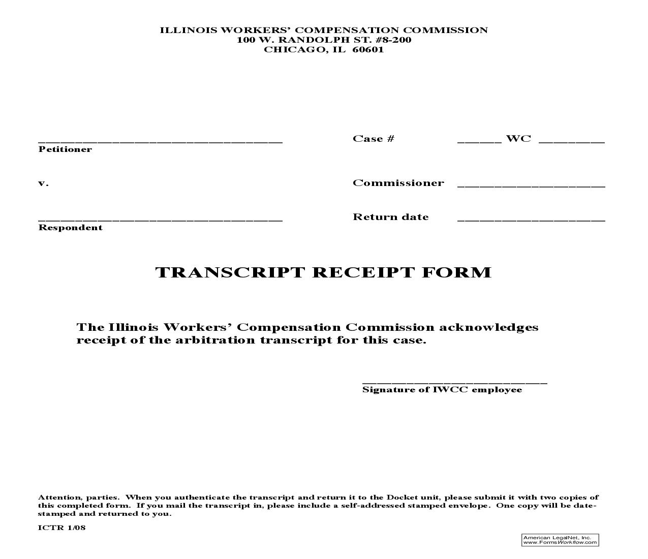 Transcript Receipt Form {ICTR} | Pdf Fpdf Doc Docx | Illinois