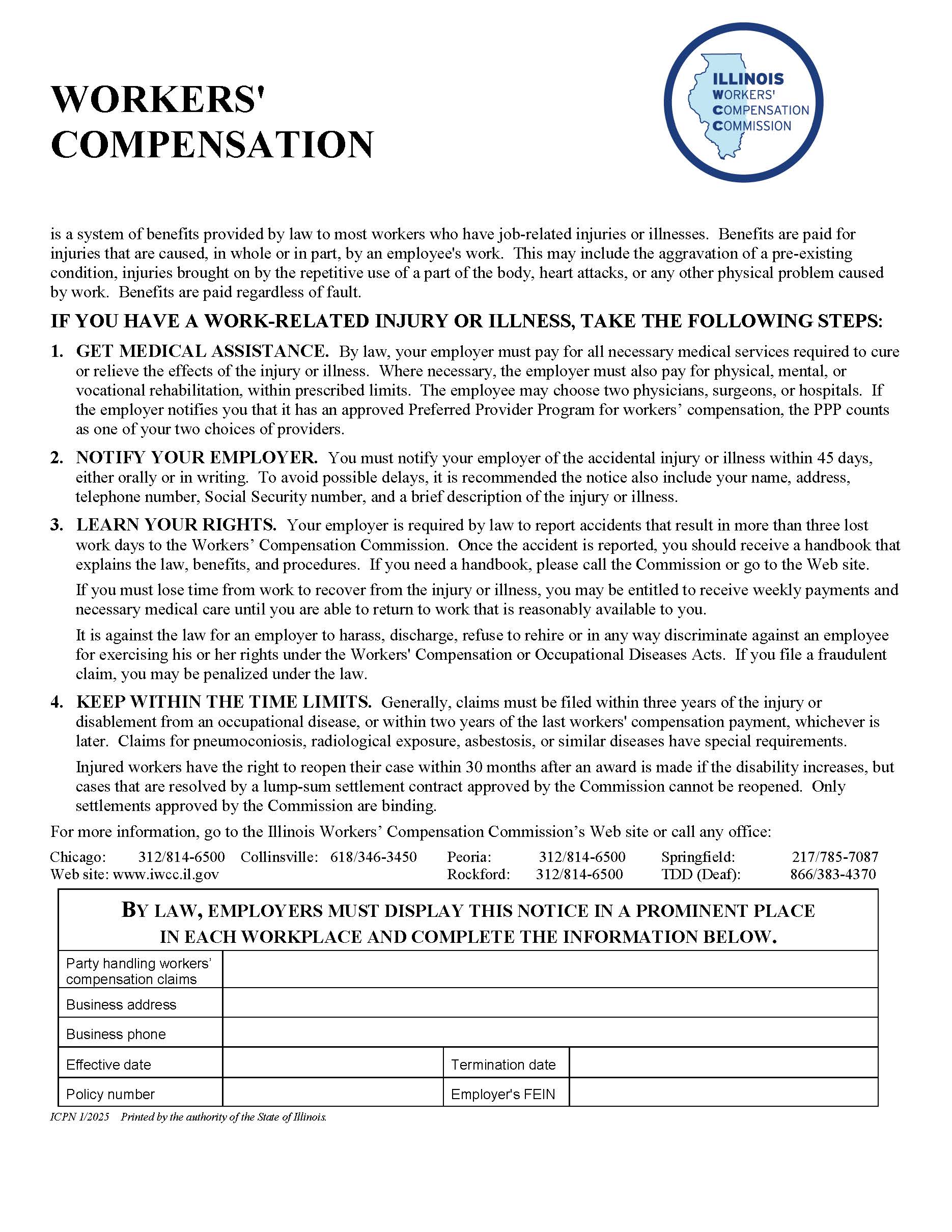 Workplace Notice {ICPN} | Pdf Fpdf Doc Docx | Illinois