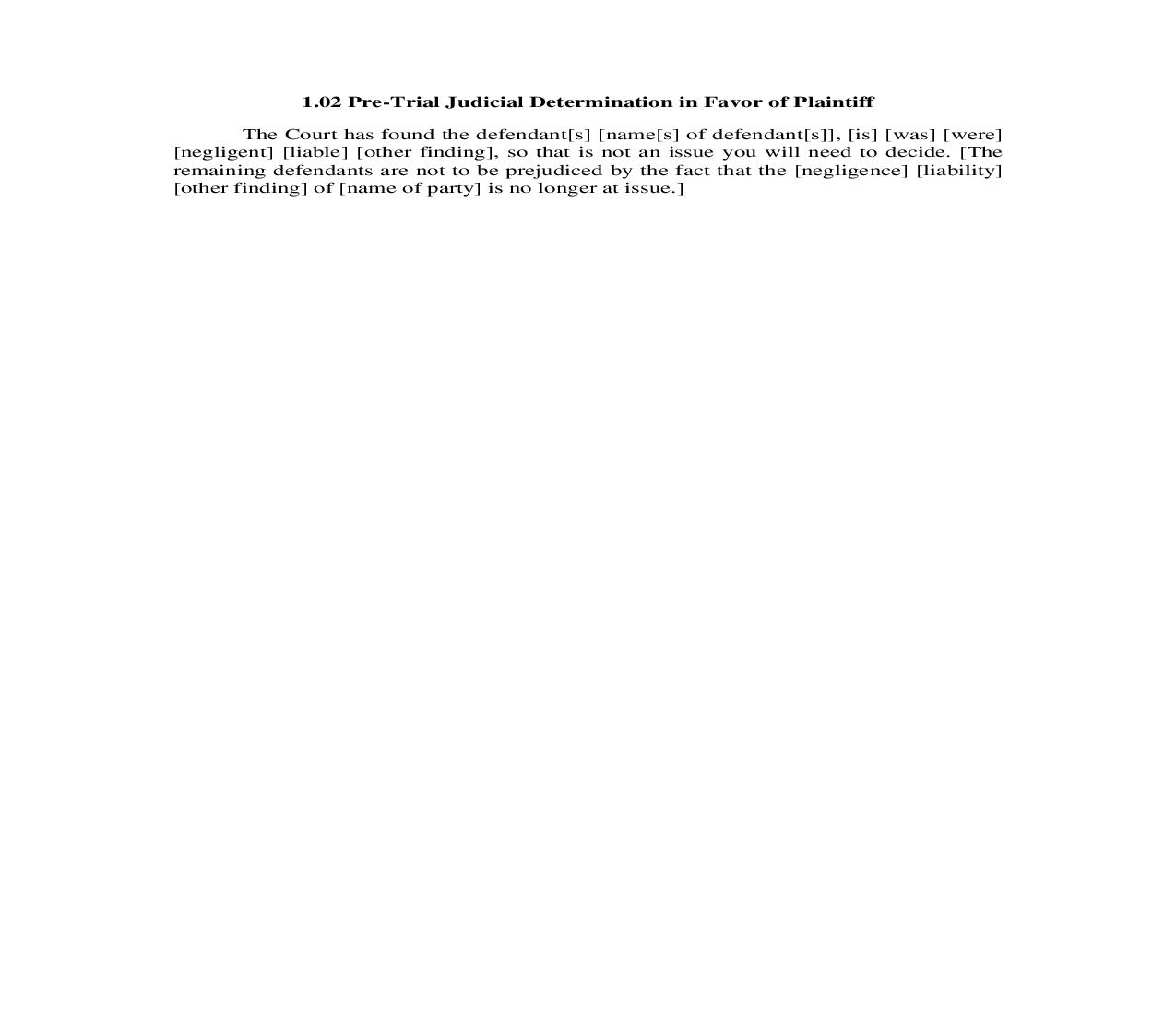 1.02. Pre-Trial Judicial Determination in Favor of Plaintiff | Pdf Doc Docx | Illinois_JI