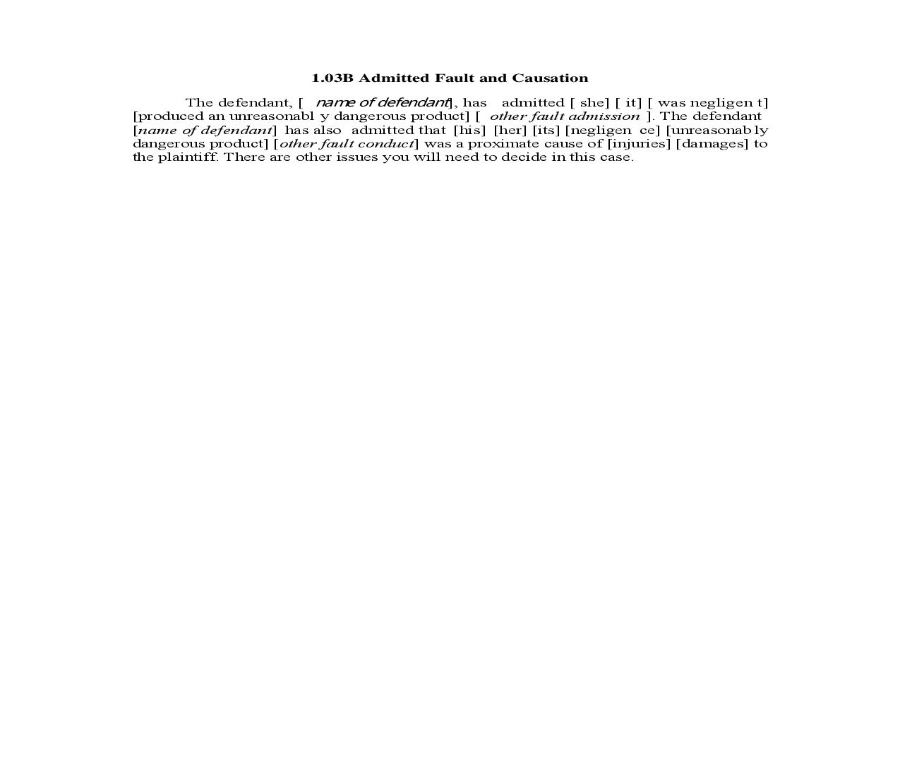 1.03B. Admitted Fault and Causation | Pdf Doc Docx | Illinois_JI