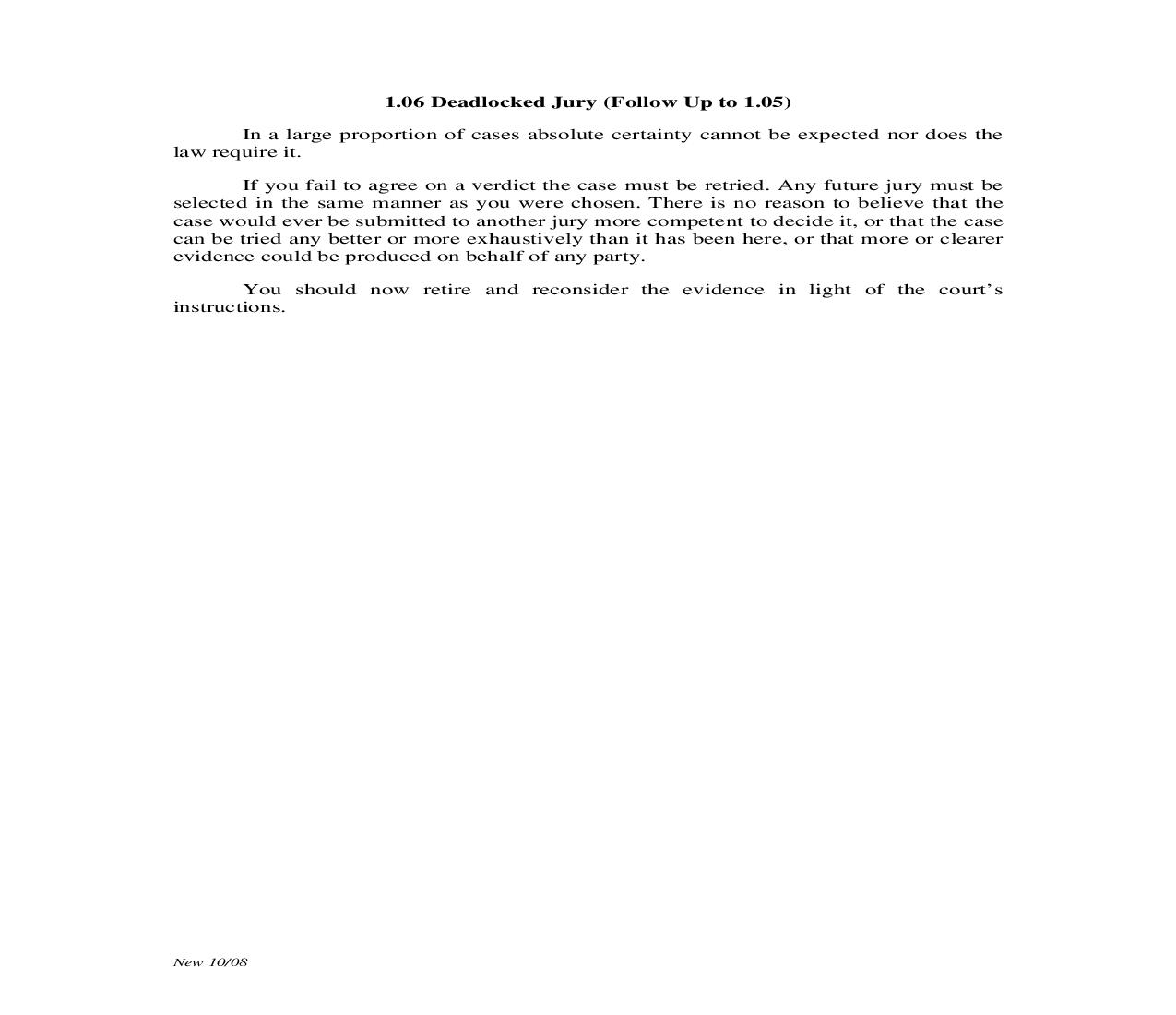 1.06. Deadlocked Jury (follow up to 1.05) | Pdf Doc Docx | Illinois_JI