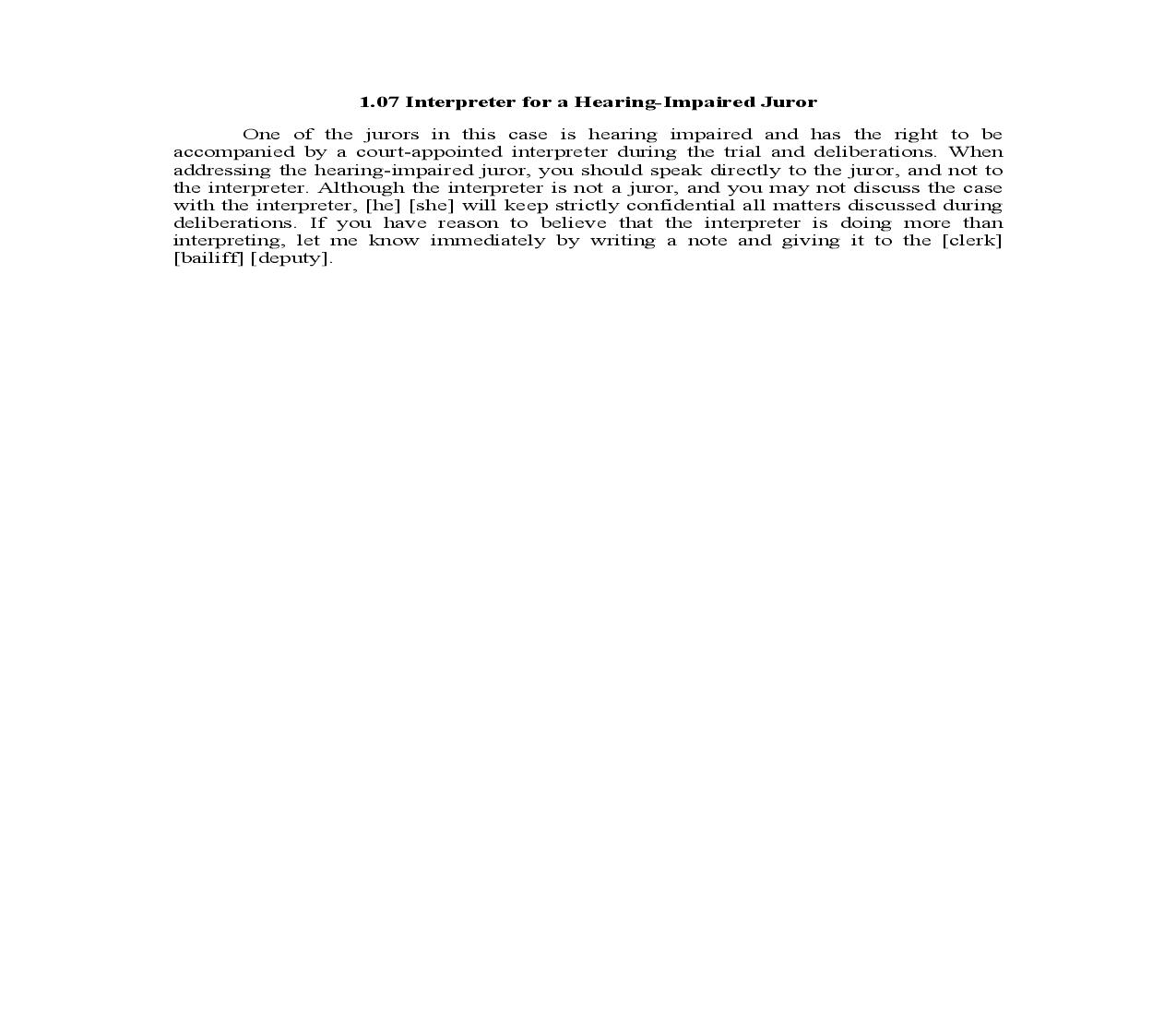 1.07. Interpreter for a Hearing-Impaired Juror | Pdf Doc Docx | Illinois_JI