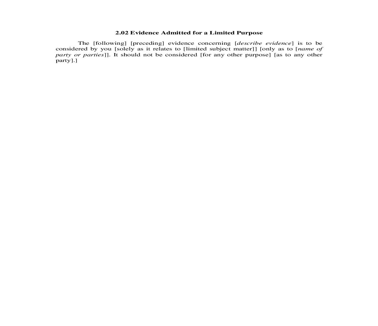 2.02. Evidence Admitted for a Limited Purpose | Pdf Doc Docx | Illinois_JI