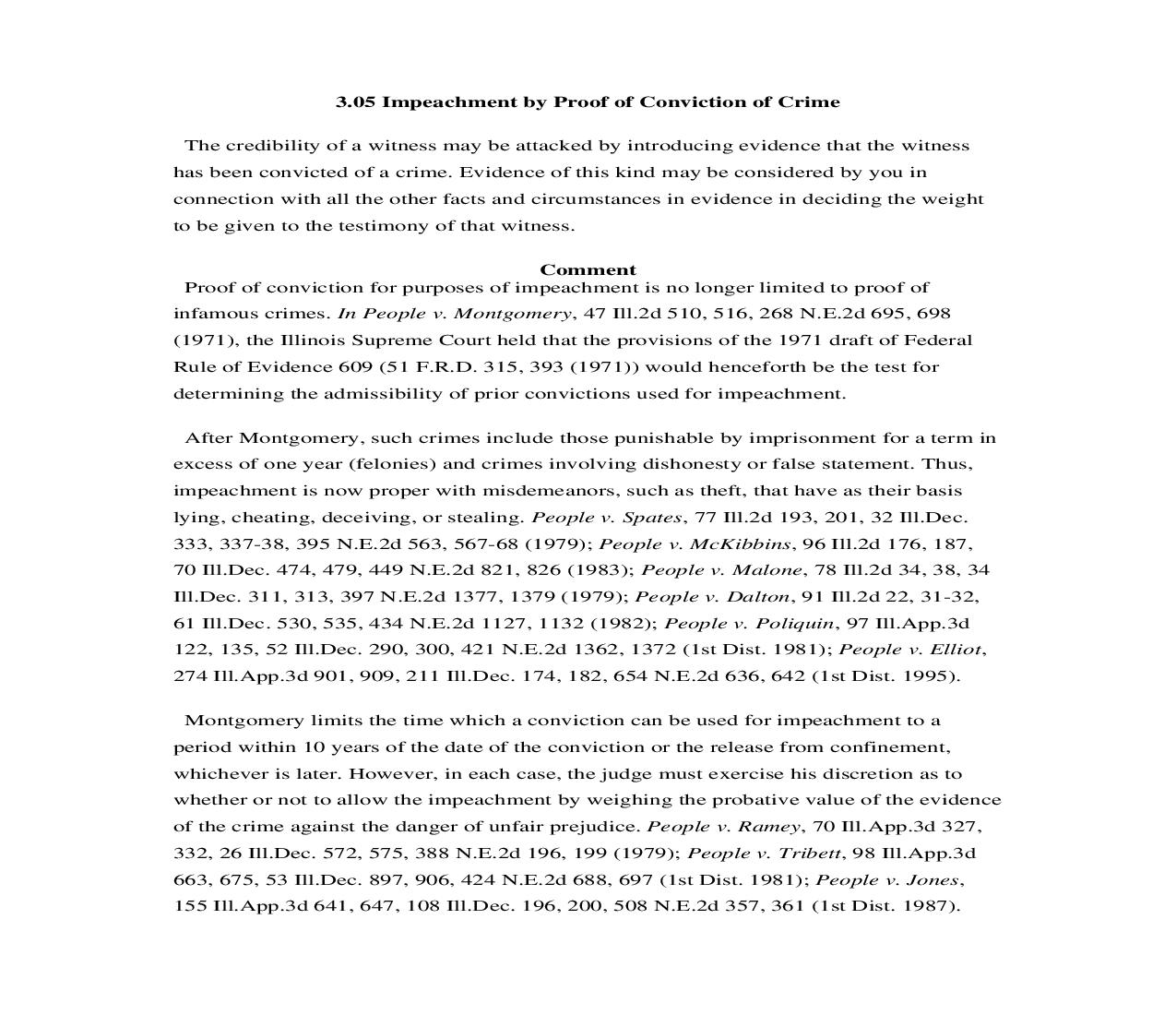 3.05. Impeachment by Proof of Conviction of Crime | Pdf Doc Docx | Illinois_JI