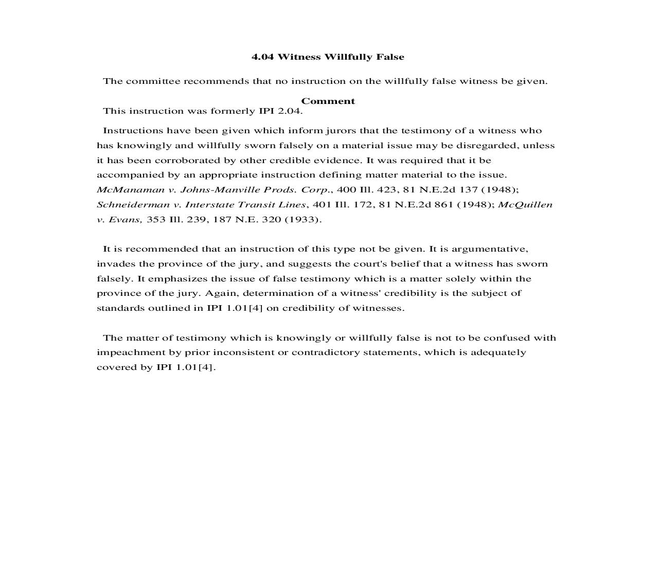 4.04. Witness Wilfully False | Pdf Doc Docx | Illinois_JI