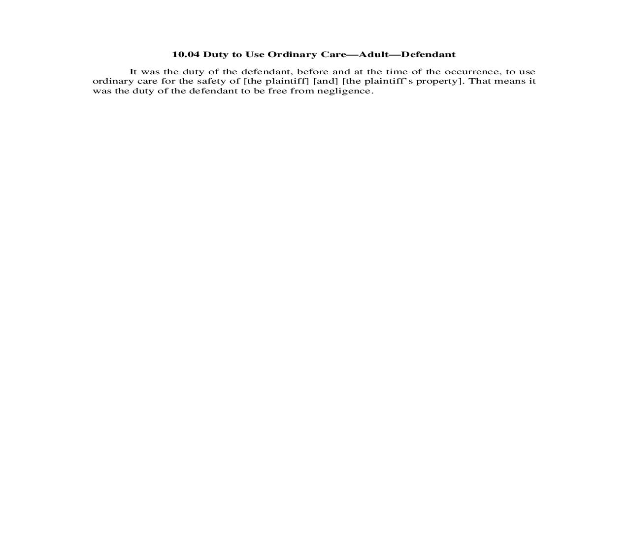 10.04. Duty to Use Ordinary Care-Adult-Defendant | Pdf Doc Docx | Illinois_JI