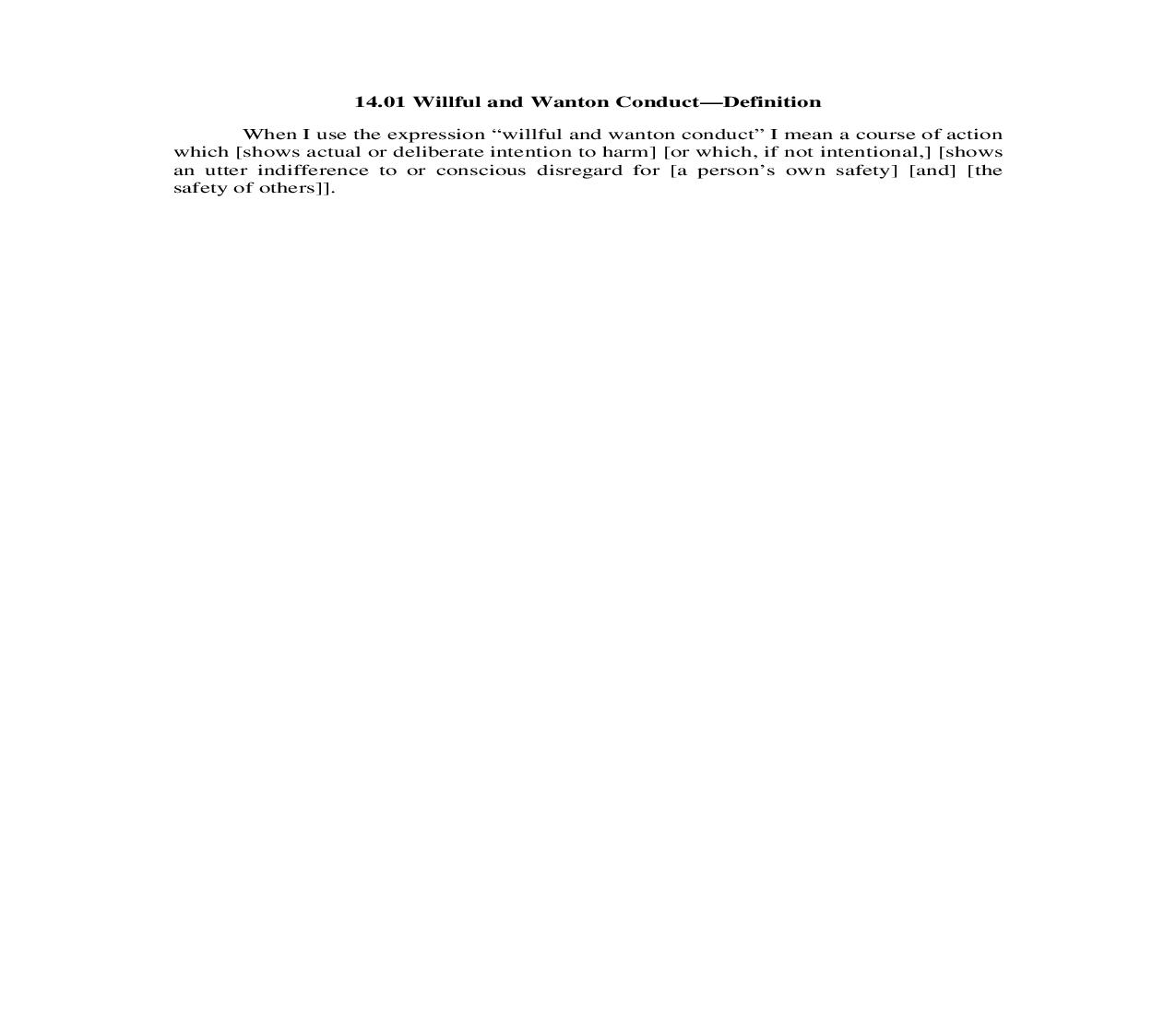 14.01. Willful And Wanton Conduct-Definition | Pdf Doc Docx | Illinois_JI