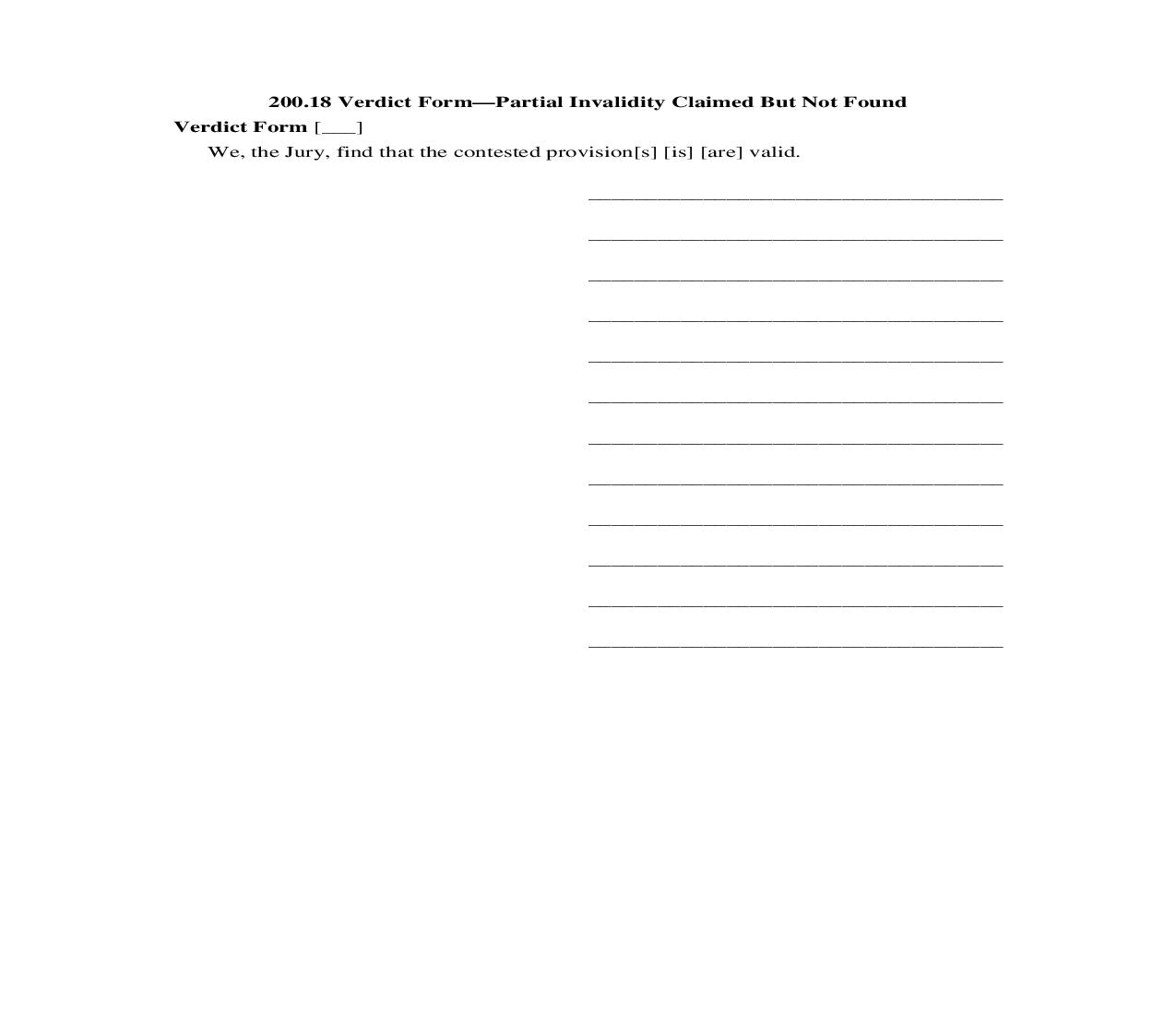 200.18. Verdict Form-Partial Invalidity Claimed But Not Found | Pdf Docx | Illinois_JI