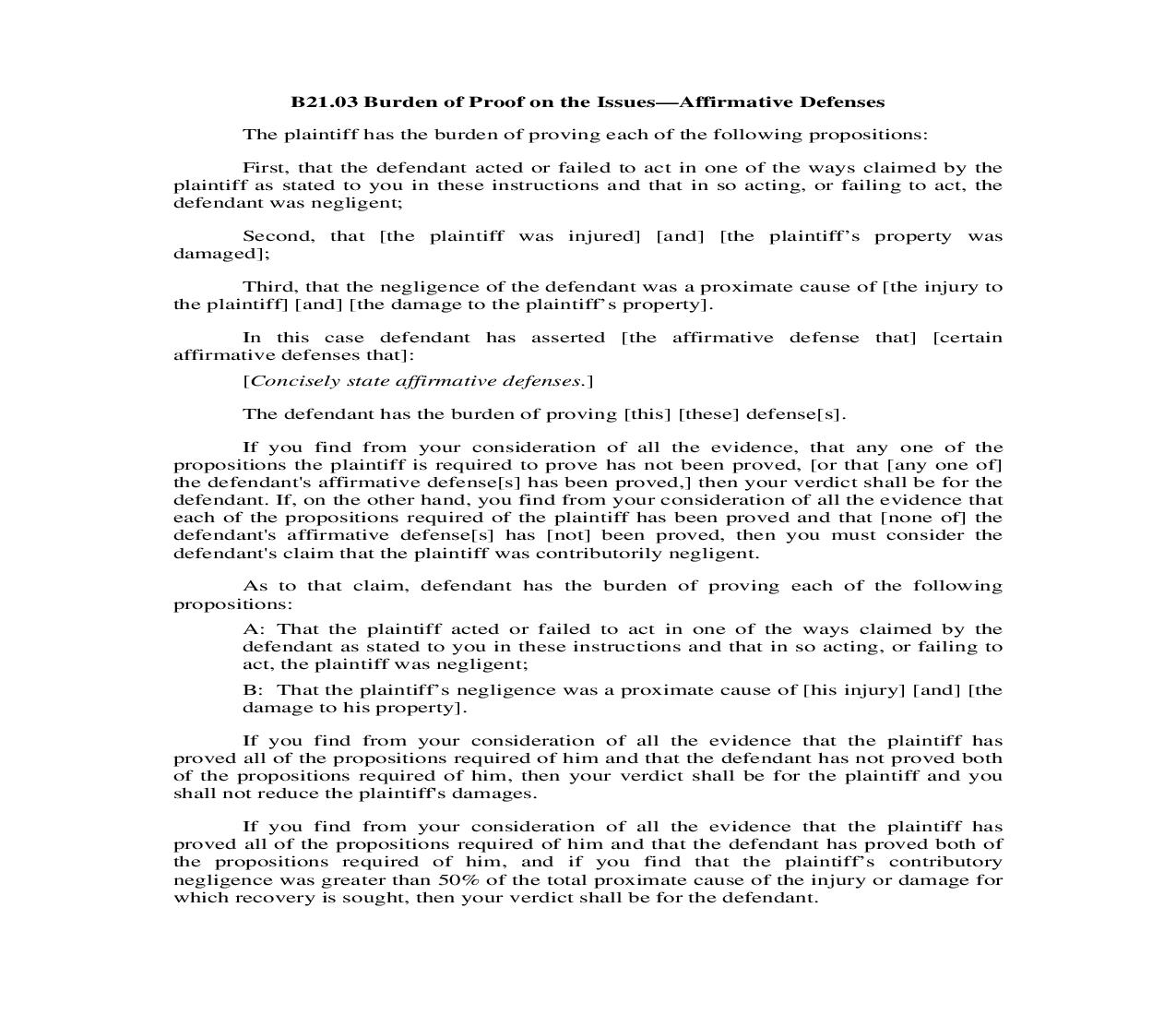 B21.03. Burden Of Proof on the Issues-Affirmative Defenses | Pdf Doc Docx | Illinois_JI