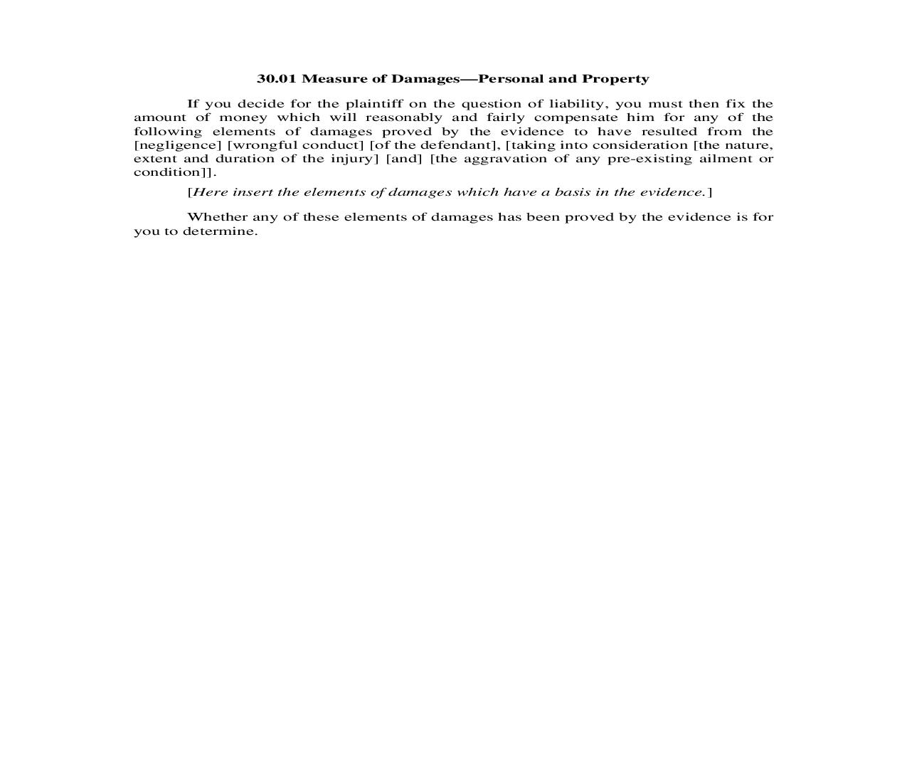 30.01. Measure of Damages-Personal and Property | Pdf Doc Docx | Illinois_JI