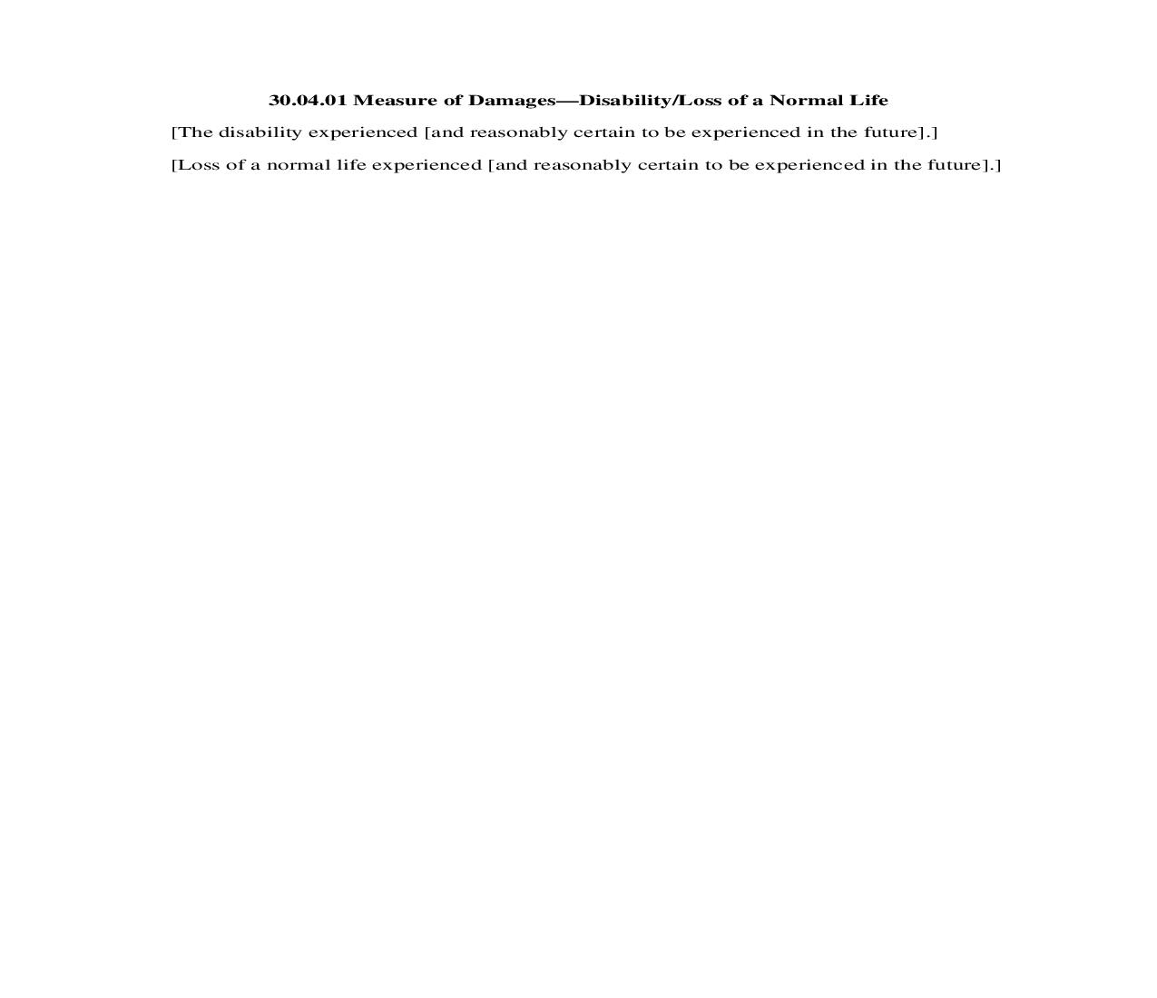 30.04.01. Measure of Damages-Disability-Loss of a Normal Life | Pdf Doc Docx | Illinois_JI