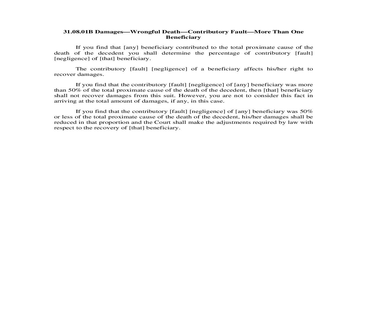 31.08.01B. Damages-Wrongful Death-Contributory Fault-More Than One Beneficiary | Pdf Doc Docx | Illinois_JI
