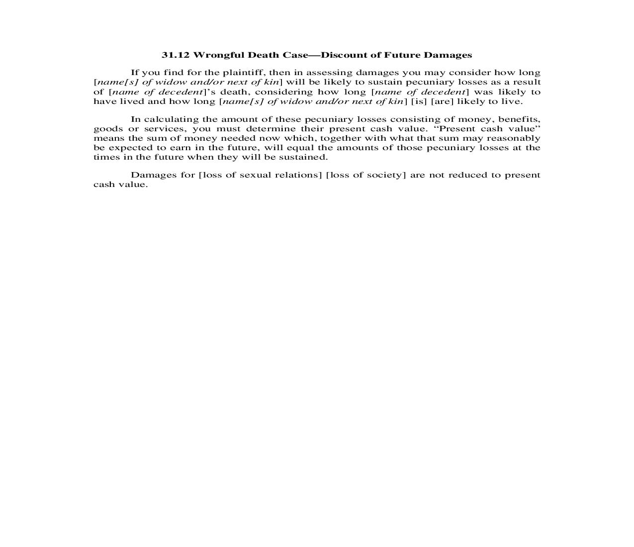 31.12. Wrongful Death Case-Discount of Future Damages | Pdf Doc Docx | Illinois_JI