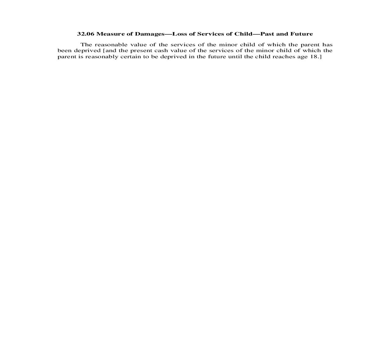 32.06. Measure of Damages-Loss of Services of Child-Past and Future | Pdf Doc Docx | Illinois_JI