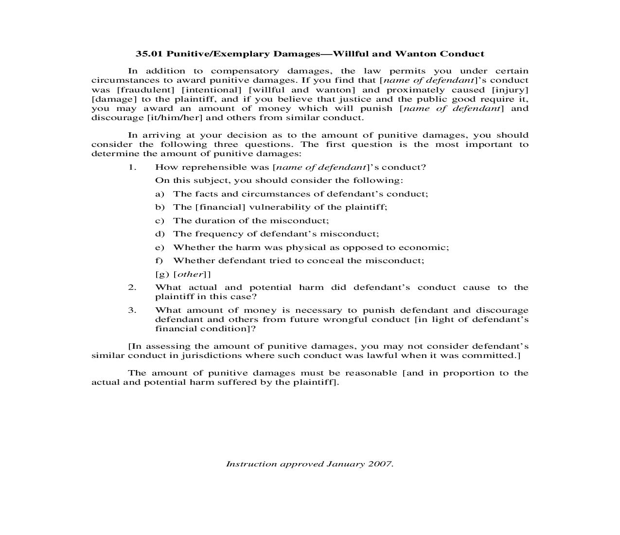 35.01. Punitive-Exemplary Damages-Willful and Wanton Conduct | Pdf Doc Docx | Illinois_JI