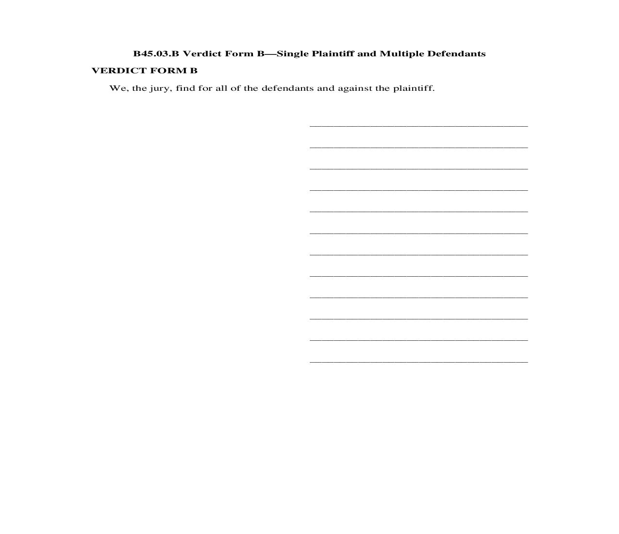 B45.03.B. Verdict Form B-Single Plaintiff and Multiple Defendants | Pdf Doc Docx | Illinois_JI