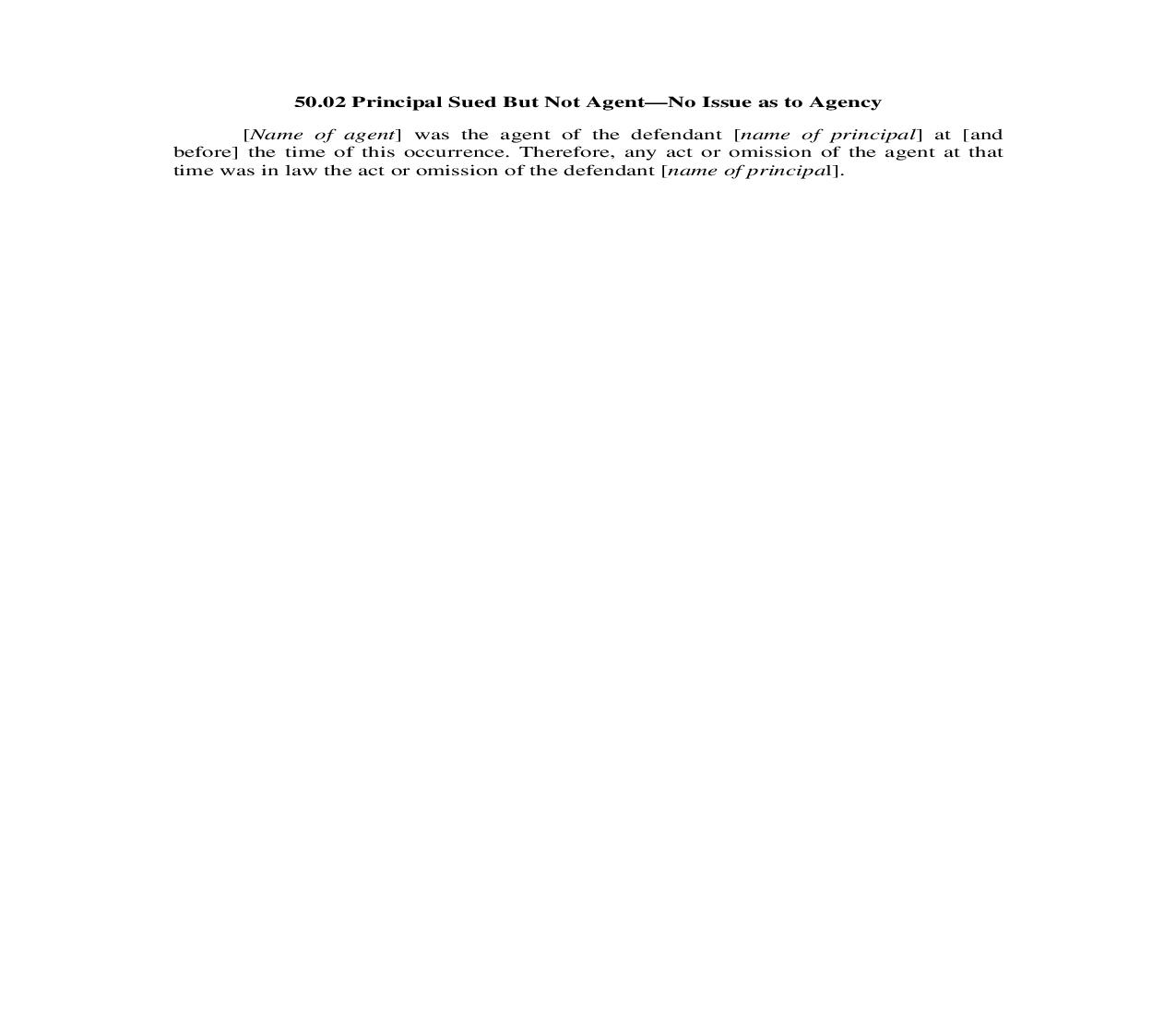 50.02. Principal Sued But Not Agent-No Issue as to Agency | Pdf Doc Docx | Illinois_JI