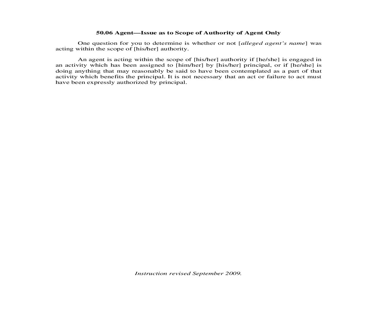 50.06. Agent-Issue as to Scope of Authority of Agent Only | Pdf Doc Docx | Illinois_JI
