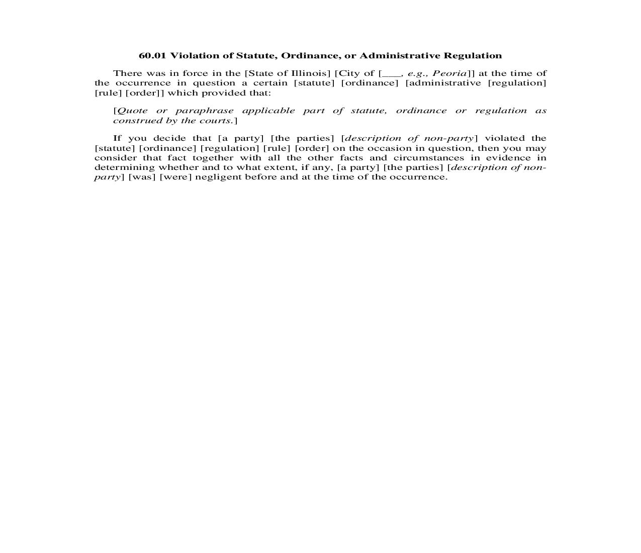 60.01. Violation of Statute Ordinance or Administrative Regulation | Pdf Doc Docx | Illinois_JI
