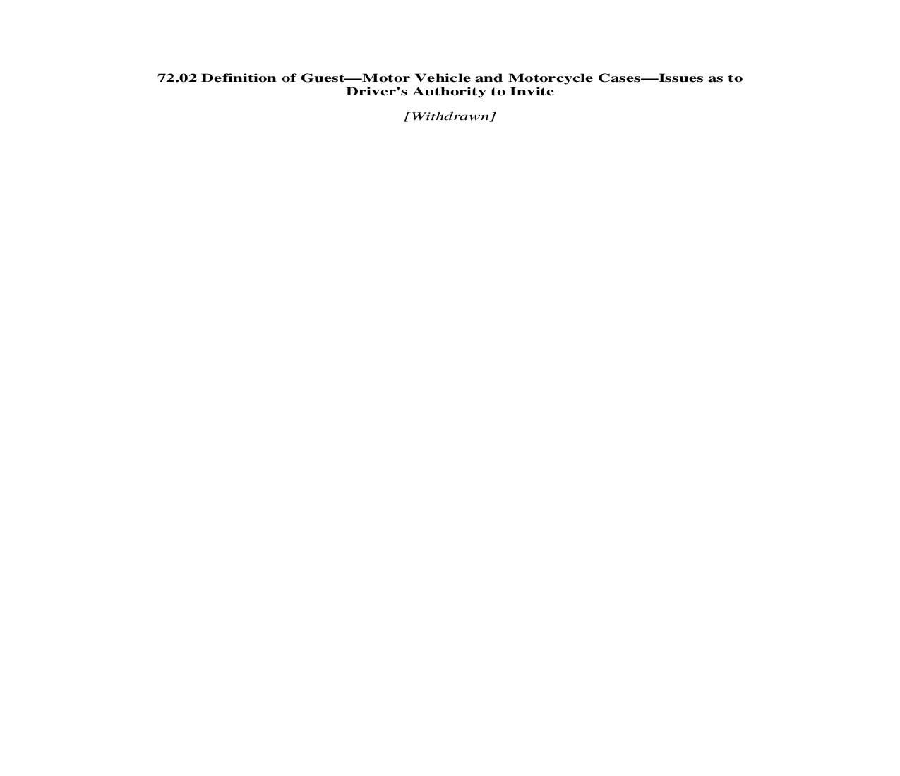 72.02. Definition of Guest-Motor Vehicle and Motorcycle Cases-Issues as to Drivers Authority | Pdf Doc Docx | Illinois_JI