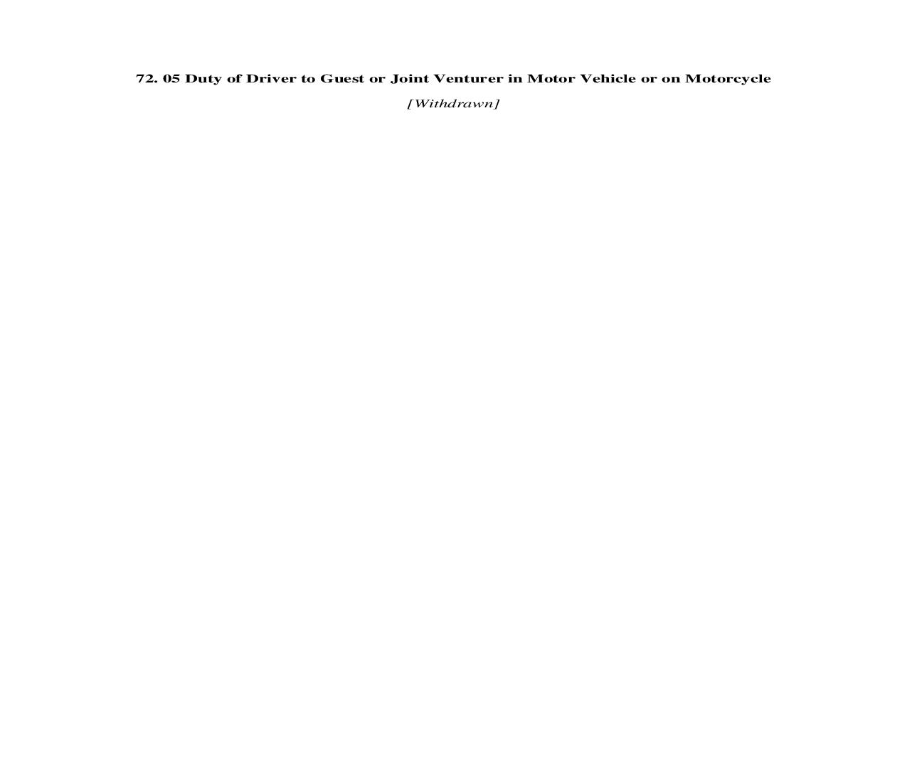 72.05. Duty of Driver to Guest or Joint Venturer in Motor Vehicle or on Motorcycle | Pdf Doc Docx | Illinois_JI