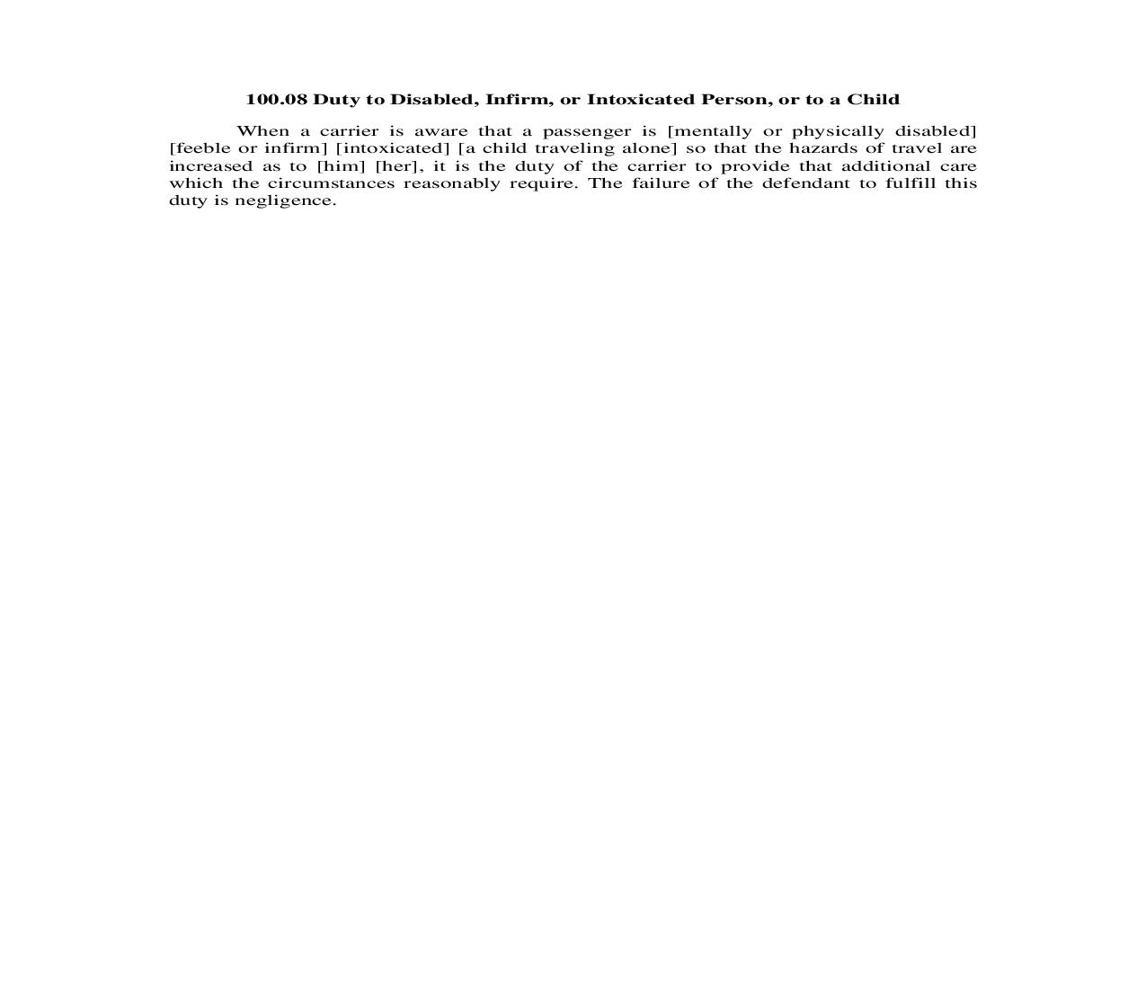 100.08. Duty to Disabled Infirm or Intoxicated Person or to a Child | Pdf Doc Docx | Illinois_JI