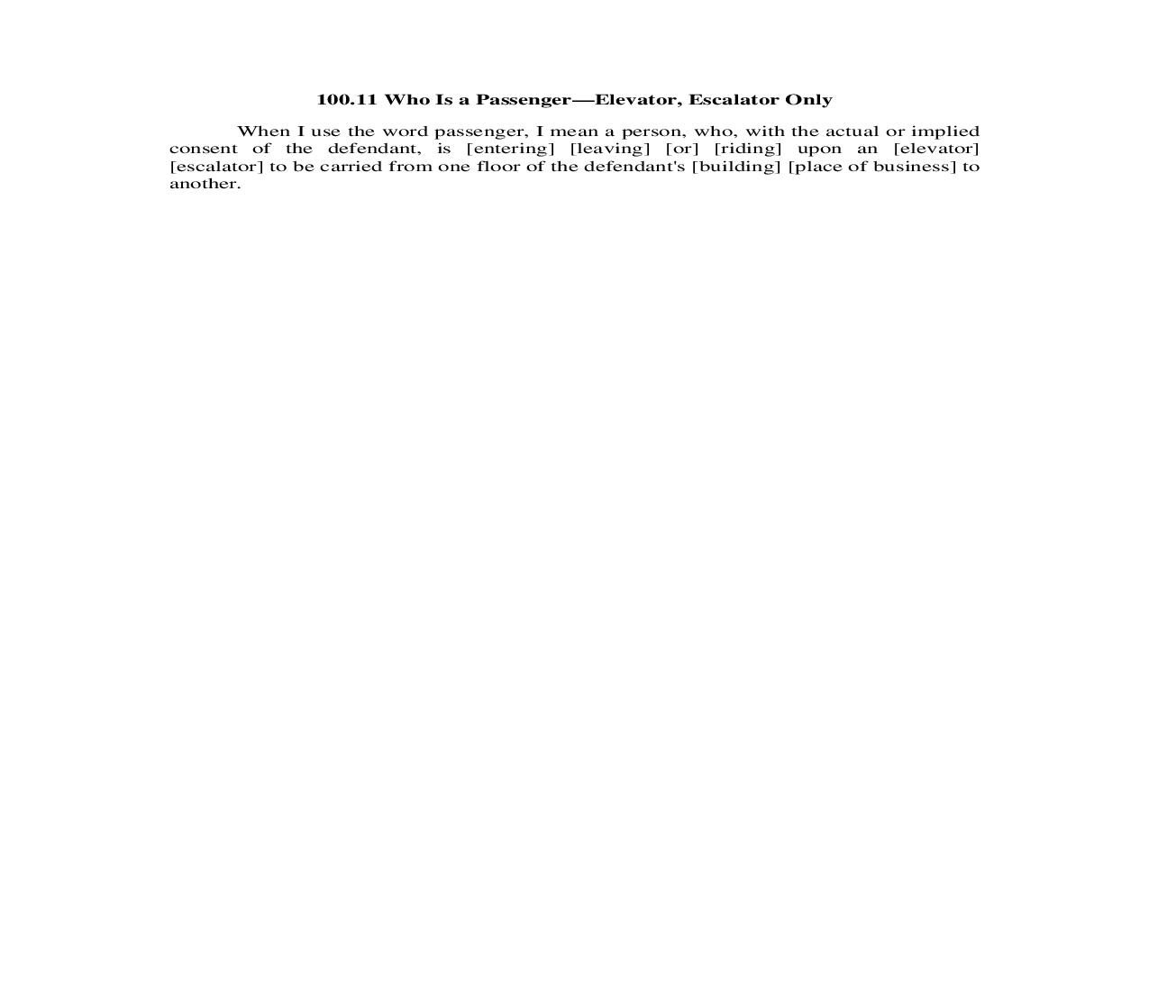 100.11. Who Is a Passenger-Elevator or Escalator Only | Pdf Doc Docx | Illinois_JI