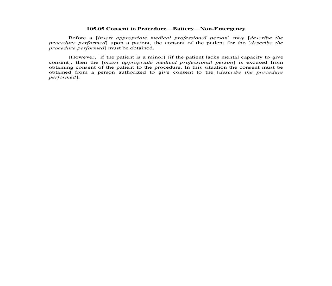105.05. Consent to Procedure-Battery-Non-Emergency | Pdf Doc Docx | Illinois_JI