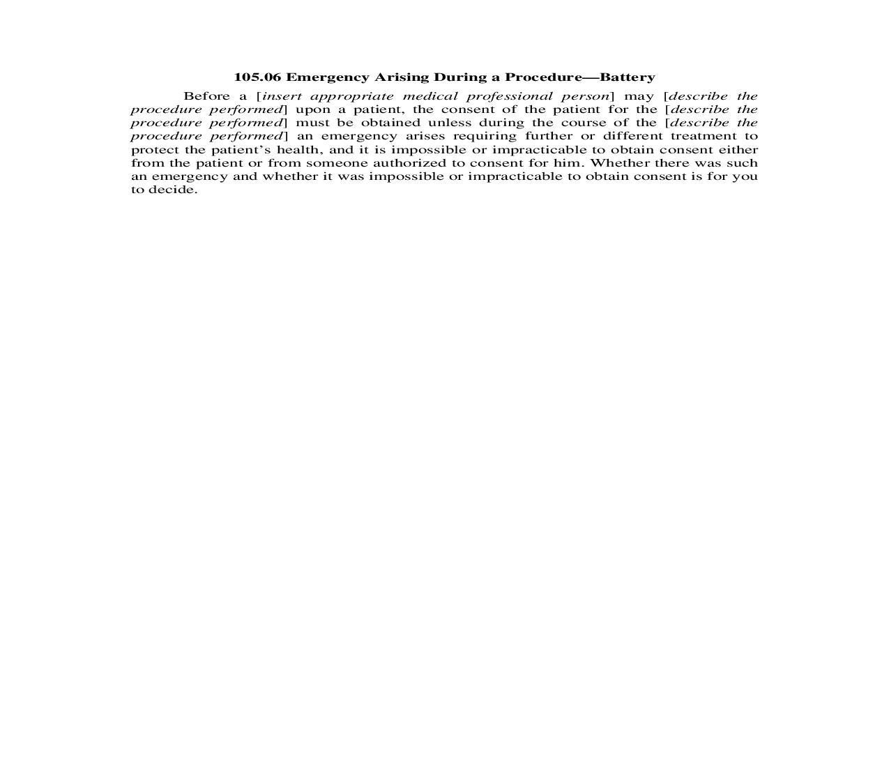105.06. Emergency Arising During a Procedure-Battery | Pdf Doc Docx | Illinois_JI