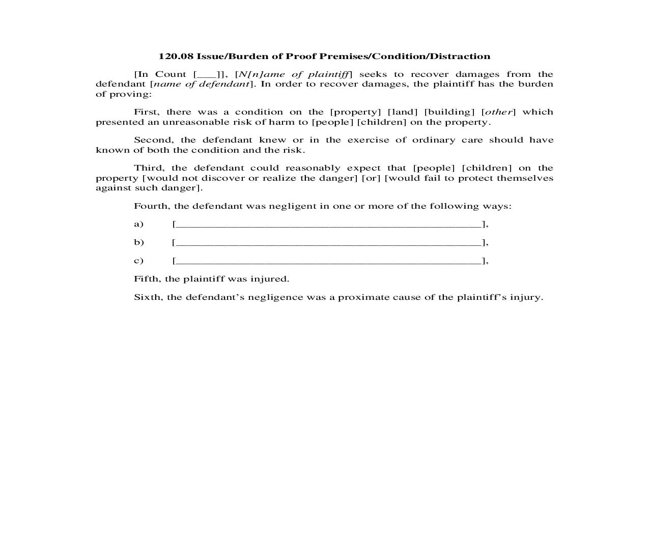120.08. Issue-Burden of Proof Premises-Condition-Distraction | Pdf Doc Docx | Illinois_JI